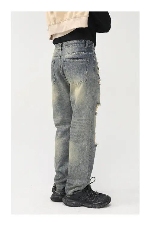Handmade × Japanese Brand × Jean Vintage distressed washed ripped straight jeans Size US 32 / EU 48 - 3 Thumbnail