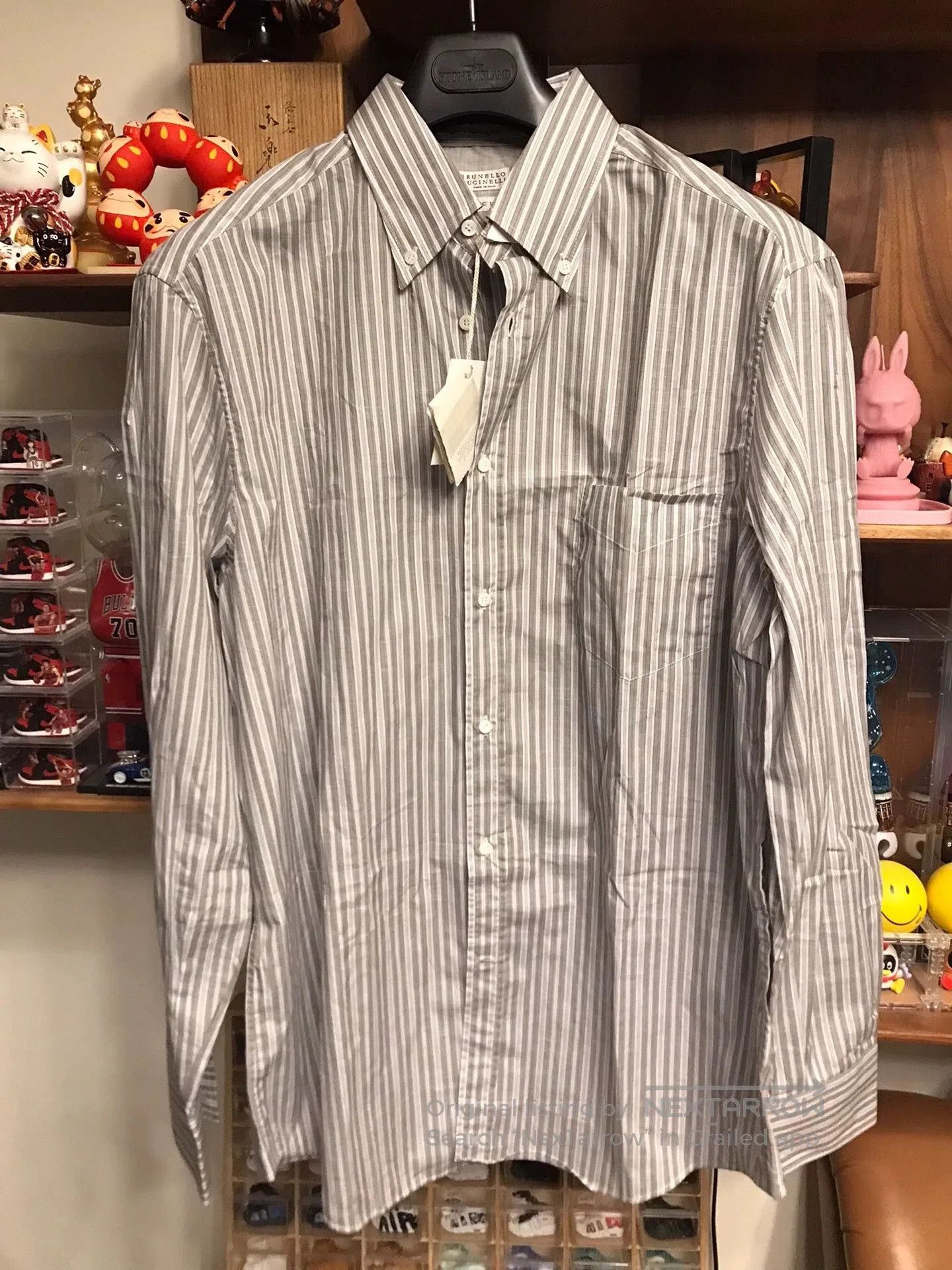 Brunello Cucinelli Brunello Cucinelli Gray Stripe Shirt. Size US XL / EU 56 / 4 - 1 Thumbnail