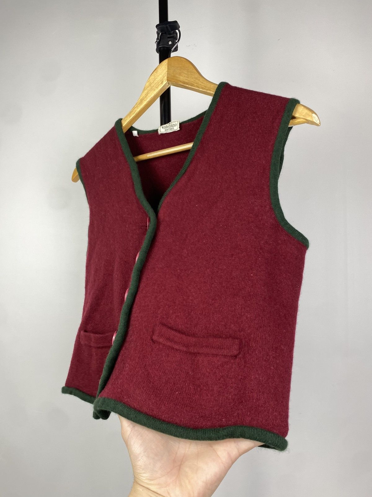 Designer × Valentino Vintage 80s Luxury Valentino Boutique Wool Vest rare Size S / US 4 / IT 40 - 3 Thumbnail