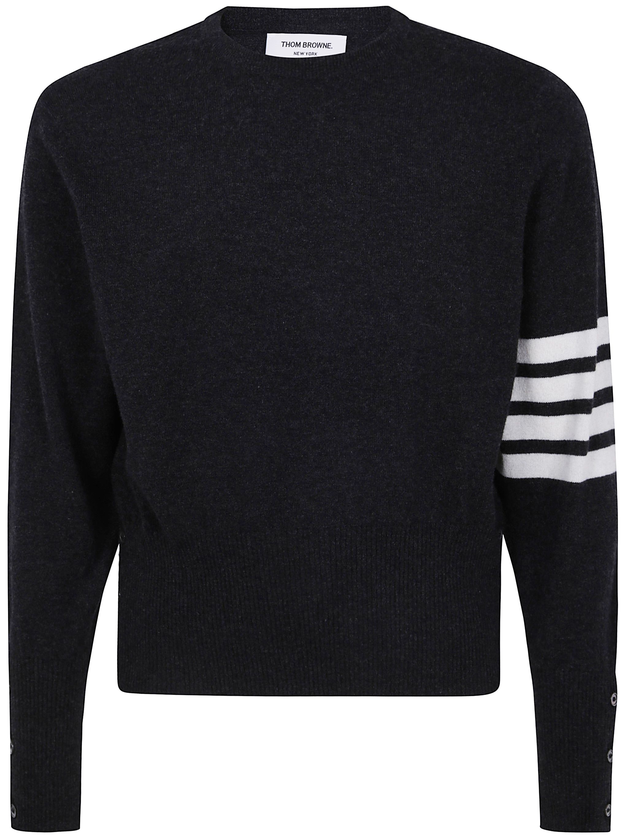 Thom Browne CLASSIC CREWNECK SHORT PULLOVER WITH WHITE 4 BAR STRIPE IN CASHMERE Size US XL / EU 56 / 4 - 1 Thumbnail