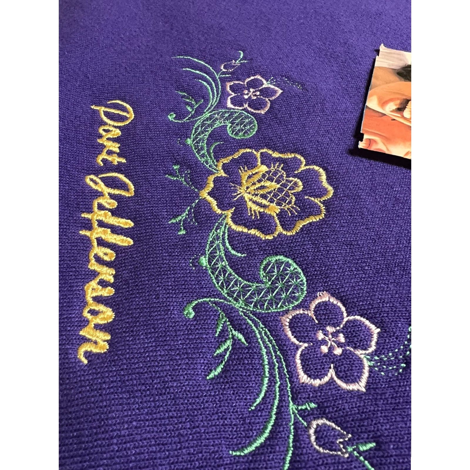 Vintage VINTAGE Newport Purple Long Sleeve Embroidered Sweatshirt L Women Pullover Cotton Blend Activewear Sleeve Size L / US 10 / IT 46 - 6 Thumbnail