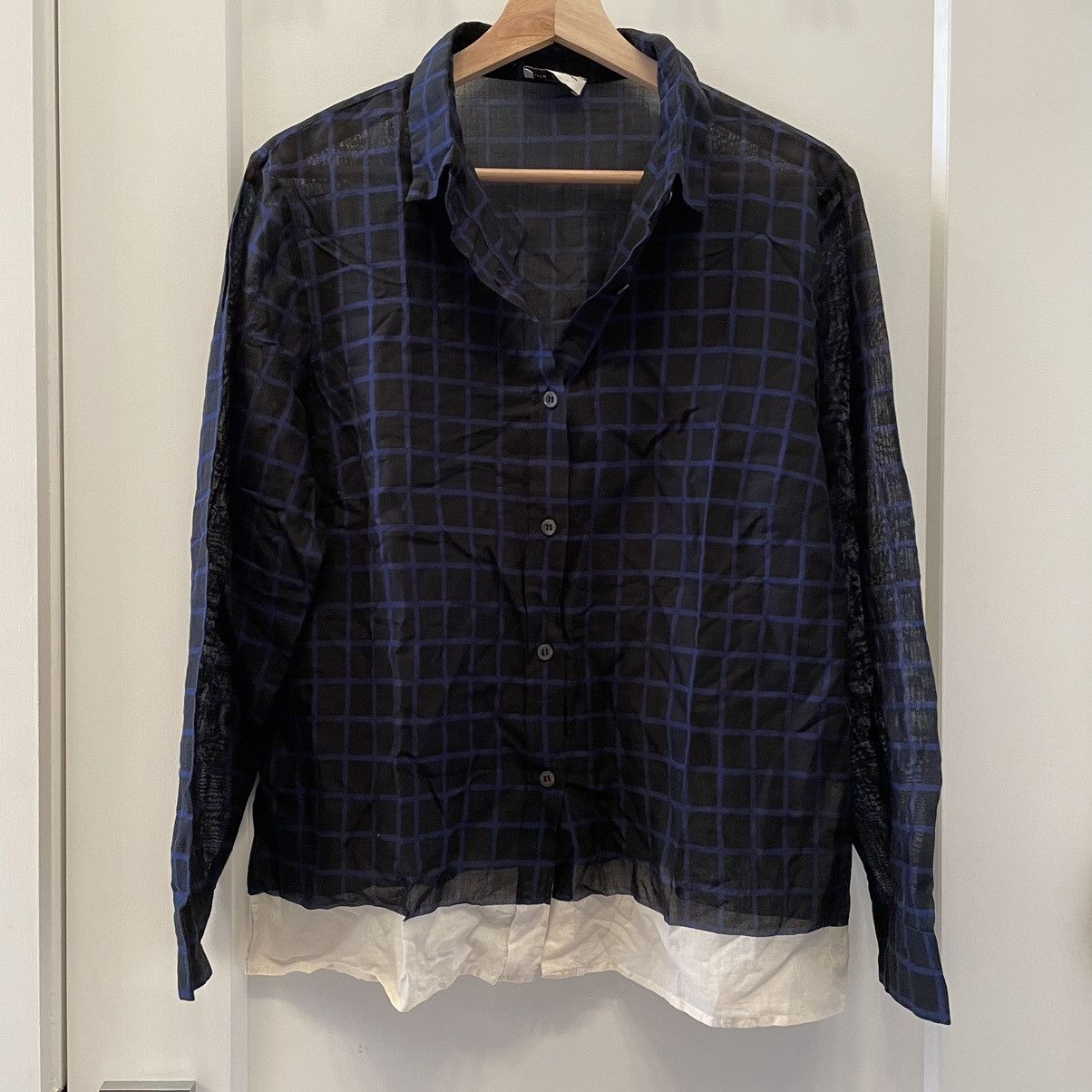 Dries Van Noten Dries Van Noten Womens Transparent Checkered Shirt Size 44 Size M / US 6-8 / IT 42-44 - 1 Thumbnail