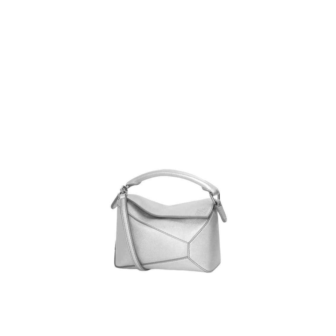 Loewe LOEWE Puzzle Mini $2750 Silver Laminated Leather Handbag New Size ONE SIZE - 1 Thumbnail