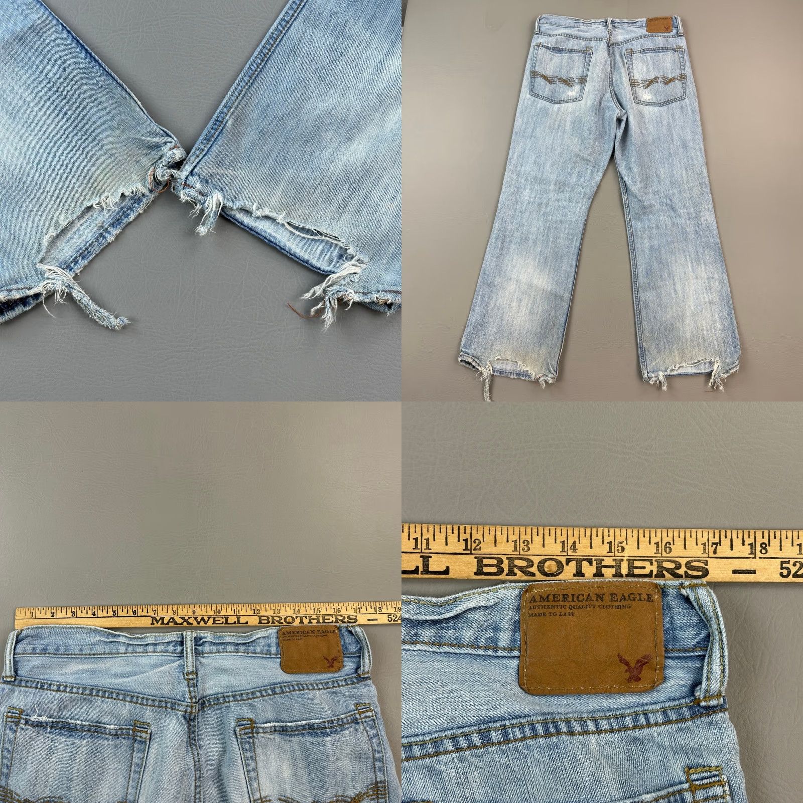 American Eagle Outfitters VINTAGE American Eagle Jeans Mens 34x30 Light Wash Relaxed Bootcut Distress Y2K Jeans Size US 34 / EU 50 - 9 Thumbnail