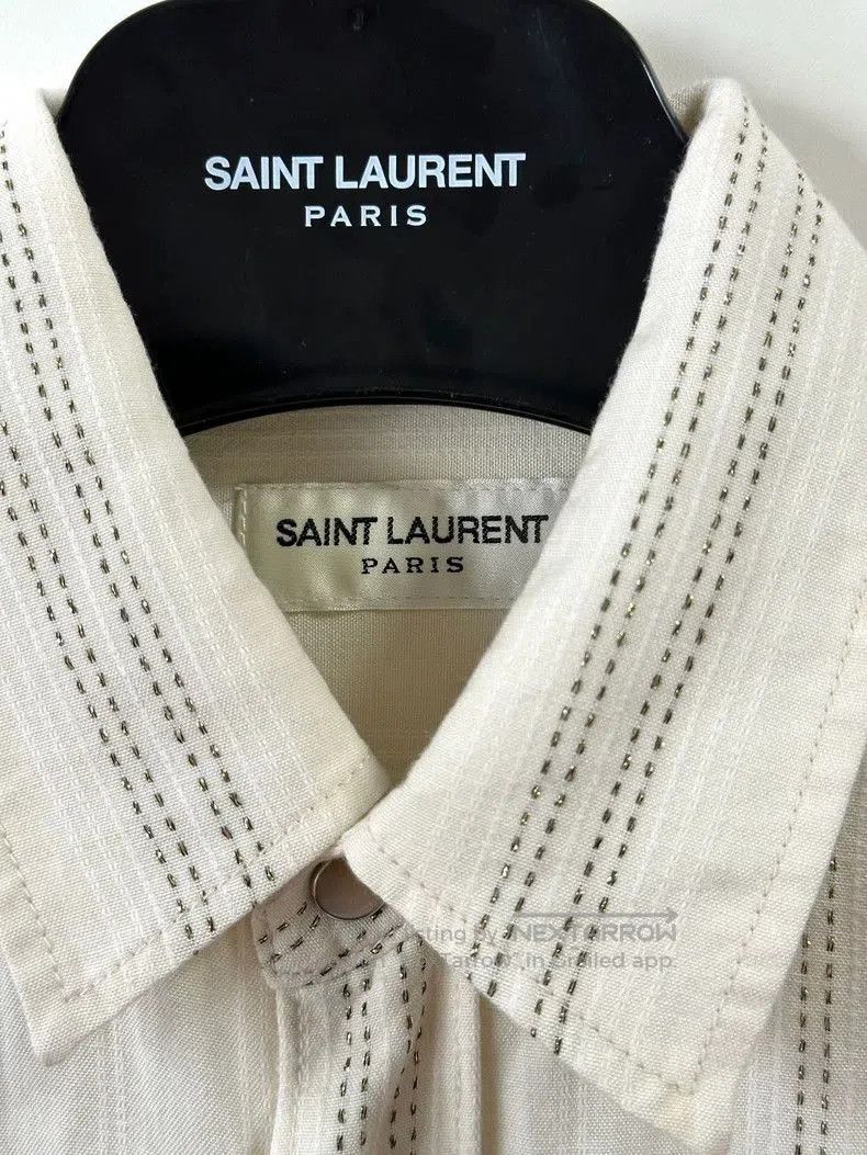Saint Laurent Paris Saint Laurent Metallic Stripe Button-Up Shirt. Size US M / EU 48-50 / 2 - 6 Thumbnail