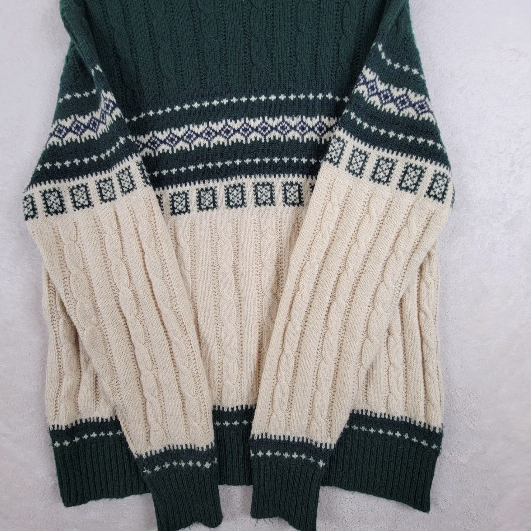 Vintage VINTAGE Beige Geometric Ivory Green Pullover Sweater Mens Medium 1980s Acrylic Size US M / EU 48-50 / 2 - 4 Thumbnail