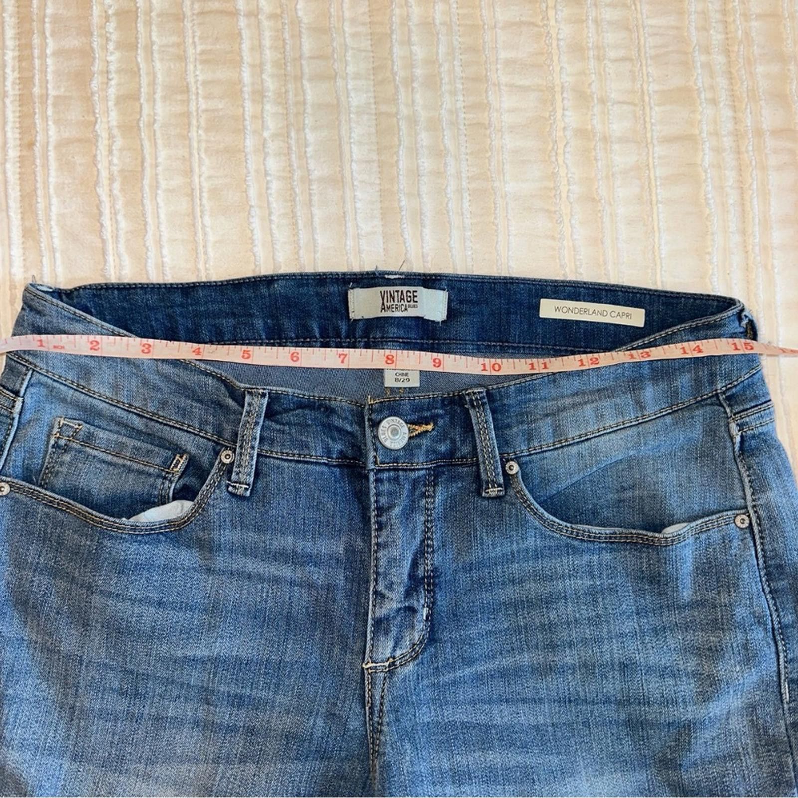 Other American Vintage 8/29 Gingham Wonderland Capri Ruffle Denim Size 30" / US 8 / IT 44 - 6 Thumbnail