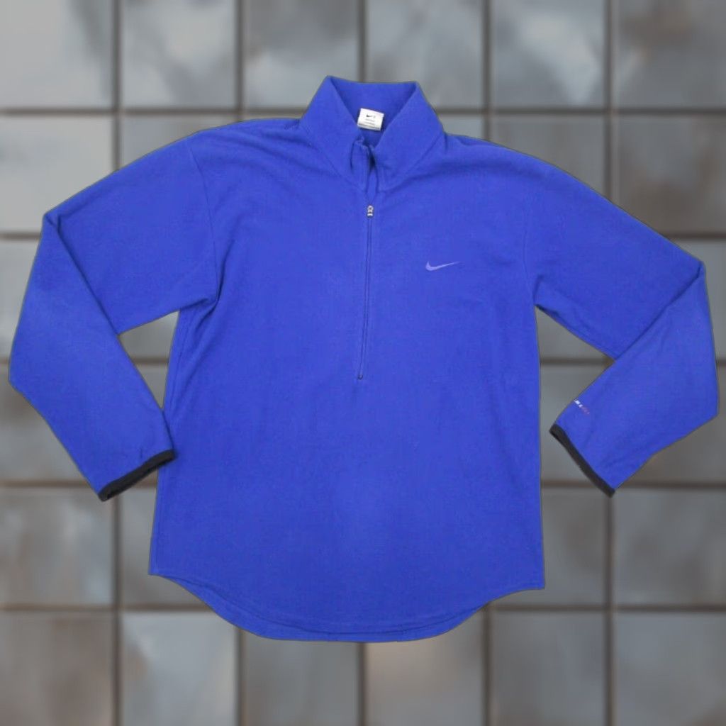 Nike VINTAGE Nike Therma Fit Mens Blue 1/2 Zip Fleece Pullover Large Sweatshirt Pullover Casual Nike Therma Classic Sports 90s Mens Size US L / EU 52-54 / 3 - 1 Thumbnail