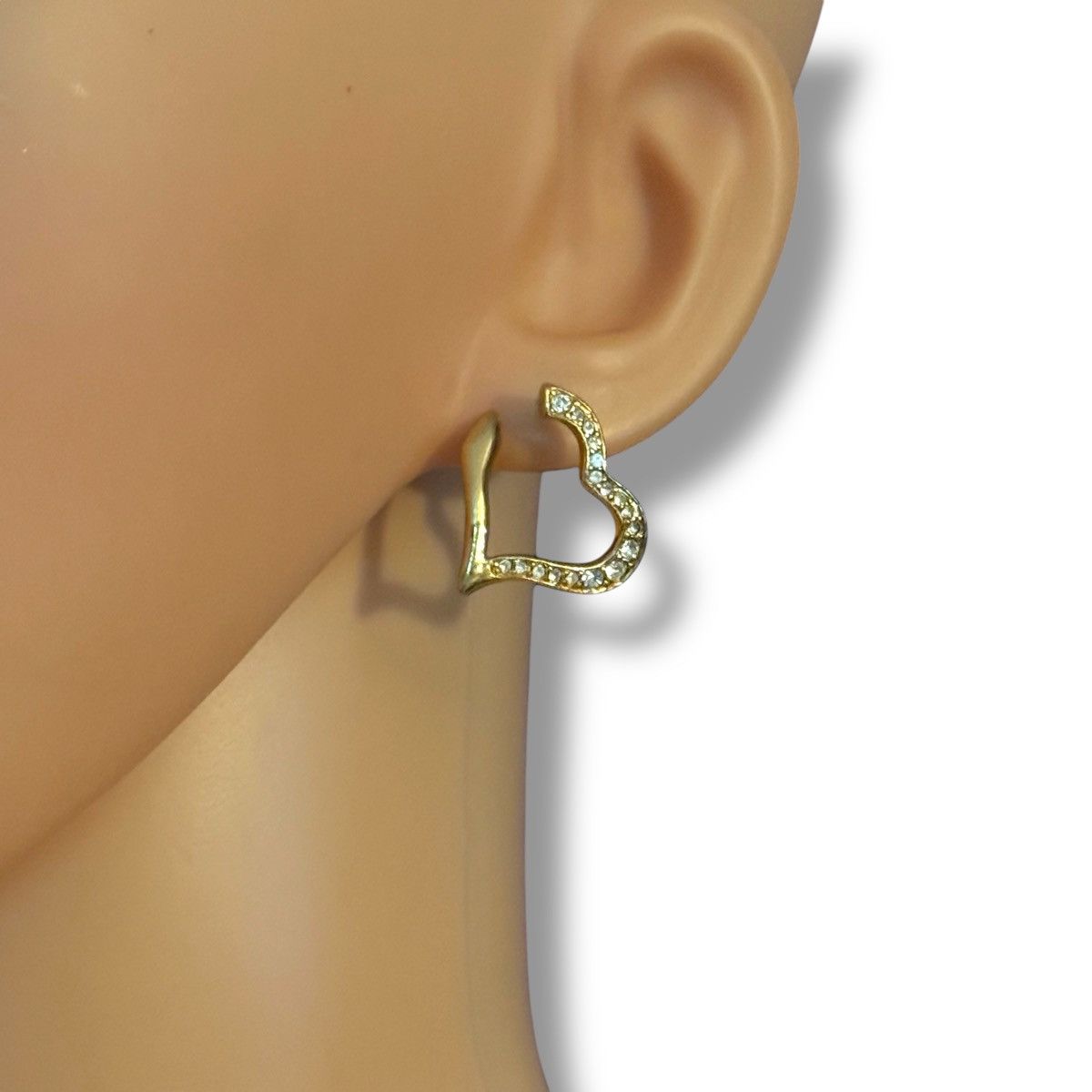 Vintage Vintage Avon gold tone rhinestone heart post earrings Size ONE SIZE - 2 Thumbnail