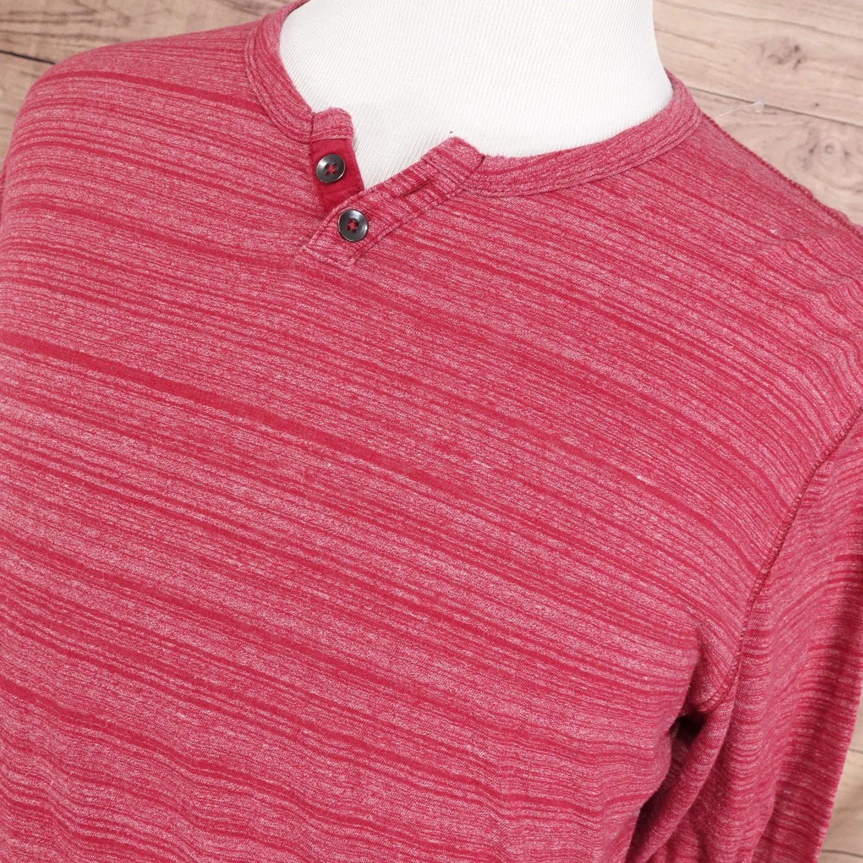 Express Express Shirt Mens XL Red Striped Long Sleeve Henley Tagless Soft Tee Casual Size US XL / EU 56 / 4 - 2 Thumbnail