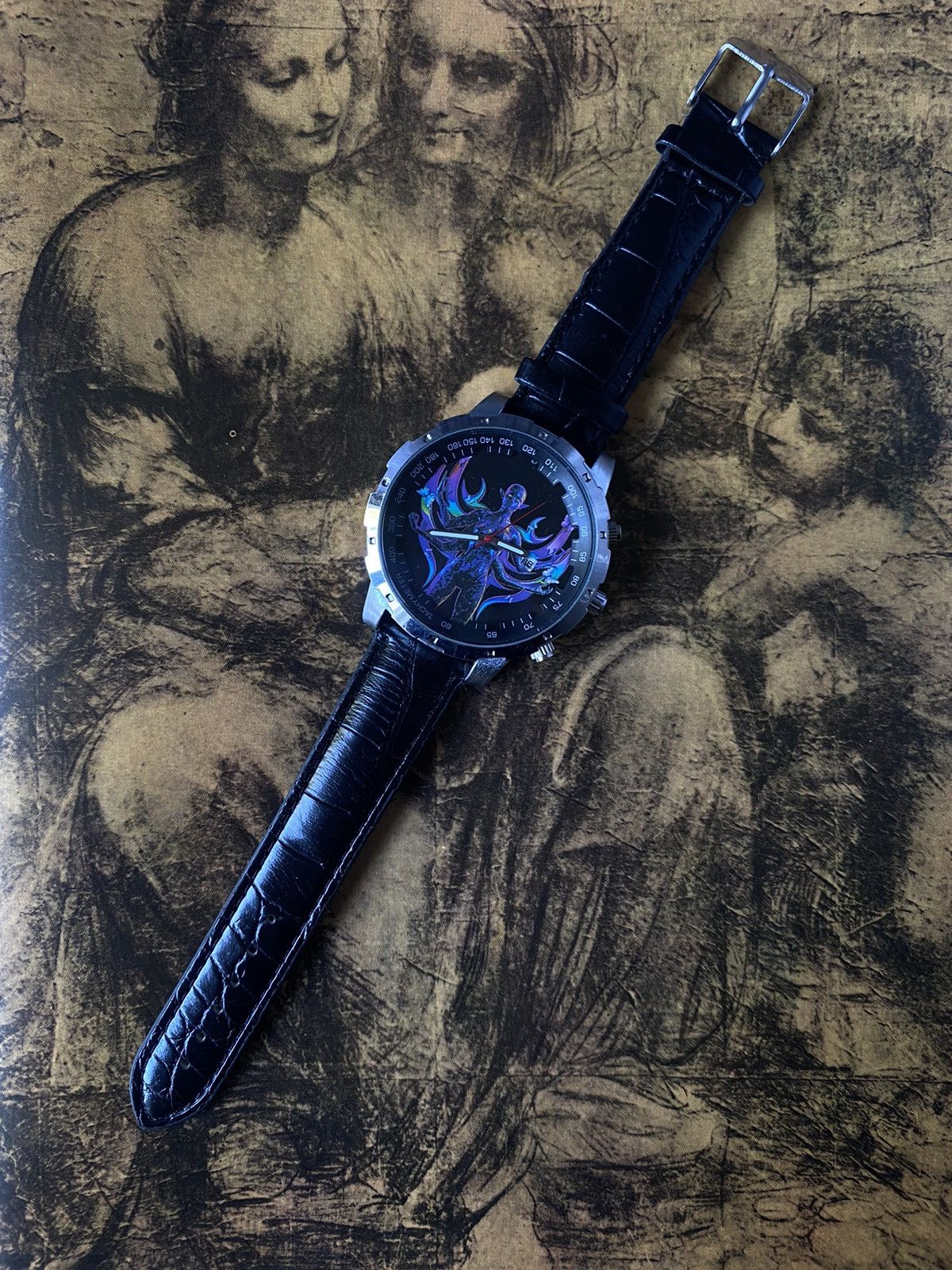 Japanese Brand × Jewelry × Vintage Fantasy Watch Dial Black Leather Strap Size ONE SIZE - 6 Thumbnail