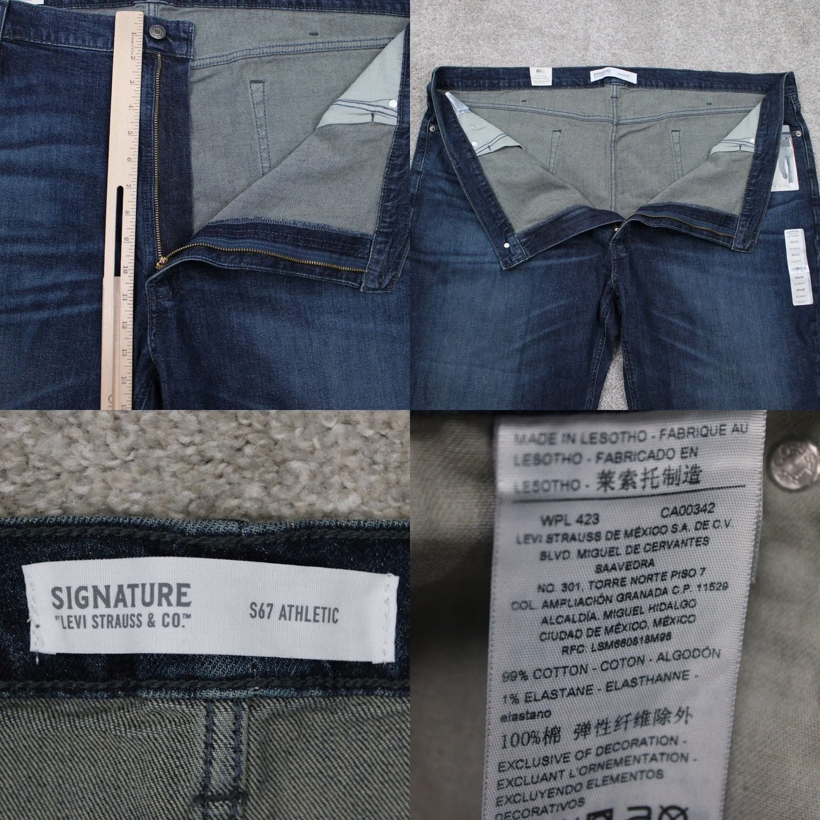 Levi's Signature by Levi Strauss Jeans Mens 50x30 Blue Athletic Premium Flex 5-Pocket Denim Jeans Straight Size US 34 / EU 50 - 9 Thumbnail