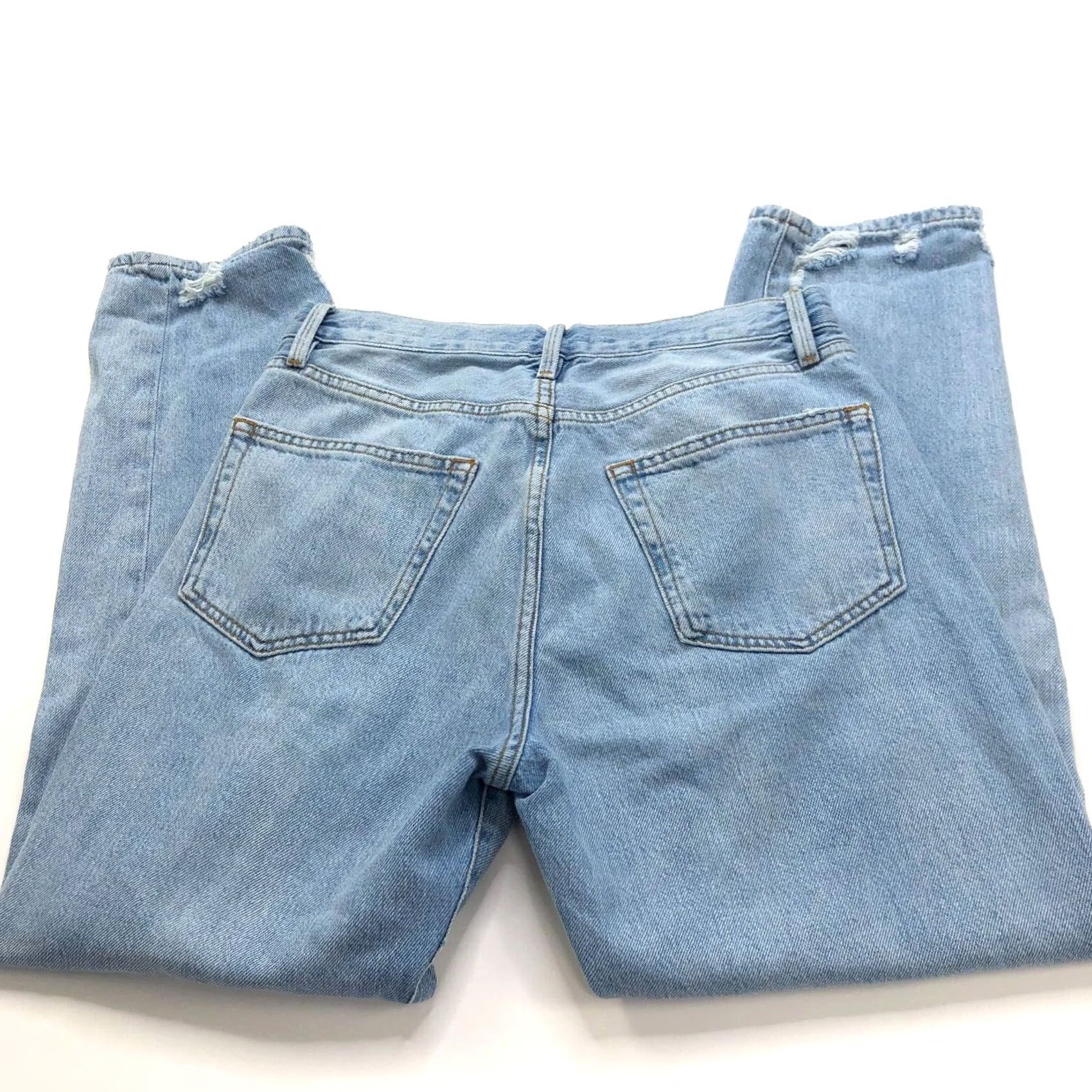 Frame FRAME Le Original 28 HIGH RISE Denim Jeans Distressed 5-Pocket Straight Womens 28 Blue 29W 27L Size 28" / US 6 / IT 42 - 2 Thumbnail
