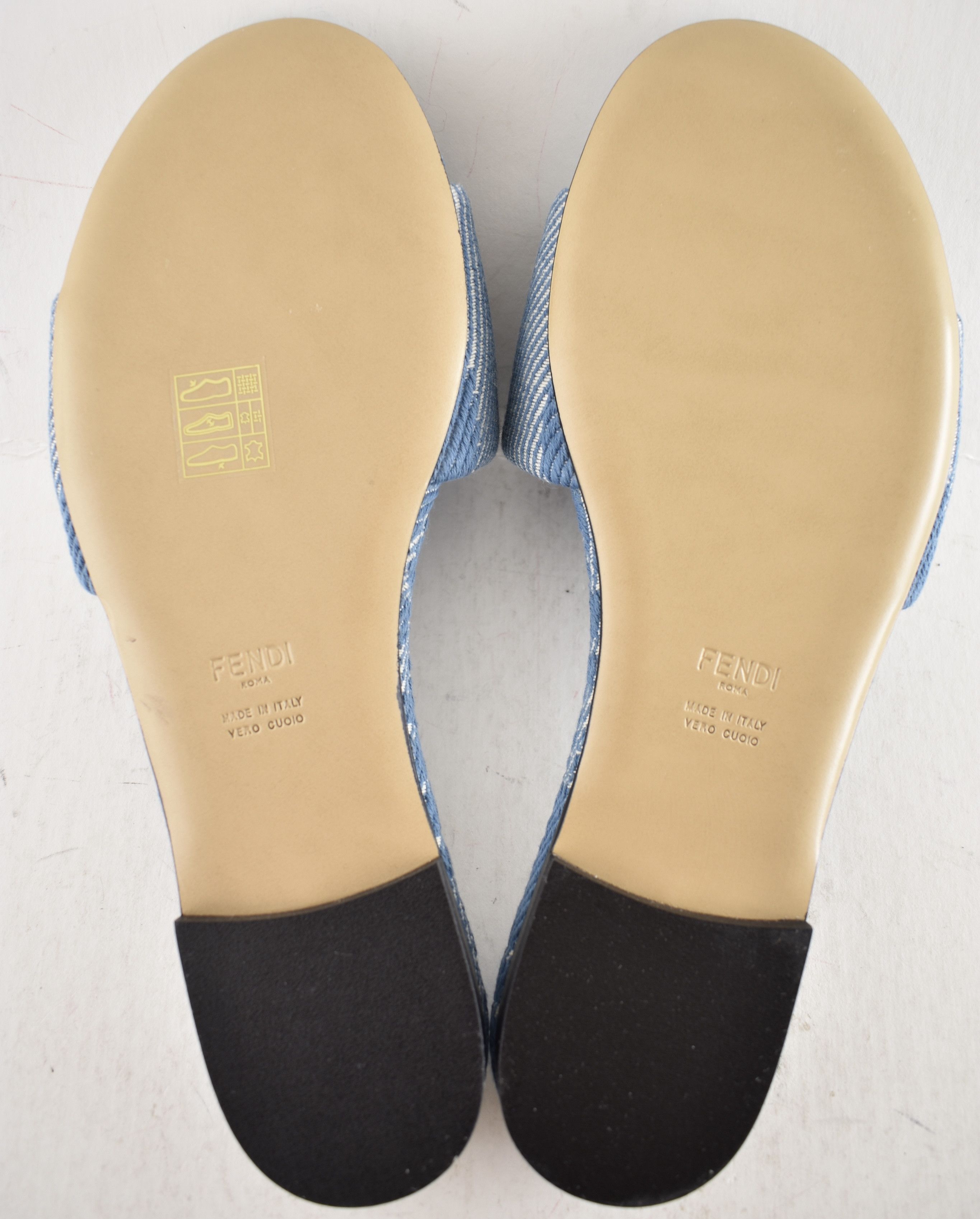 Fendi Fendi Sunshine Denim FF Logo Mule Slide Flat Sandal 37 Size US 7 / IT 37 - 19 Thumbnail