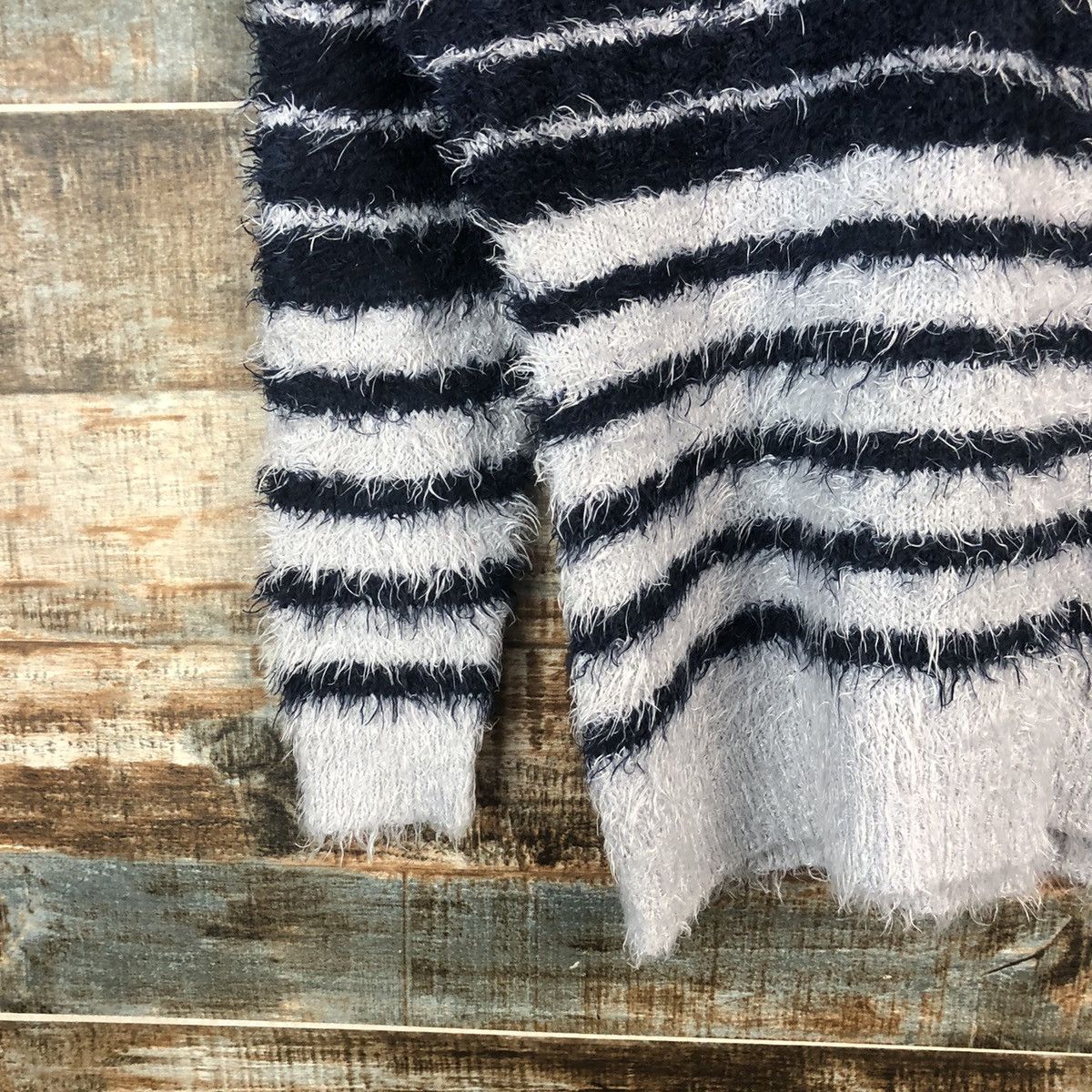 Homespun Knitwear DL Enjoliver Blue Stripe Mohair shaggy Knitwear #C029 Size US M / EU 48-50 / 2 - 7 Thumbnail