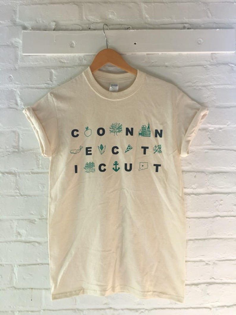 Designer Connecticut Screen Printed T Shirt, State Shirt Size M / US 6-8 / IT 42-44 - 2 Thumbnail