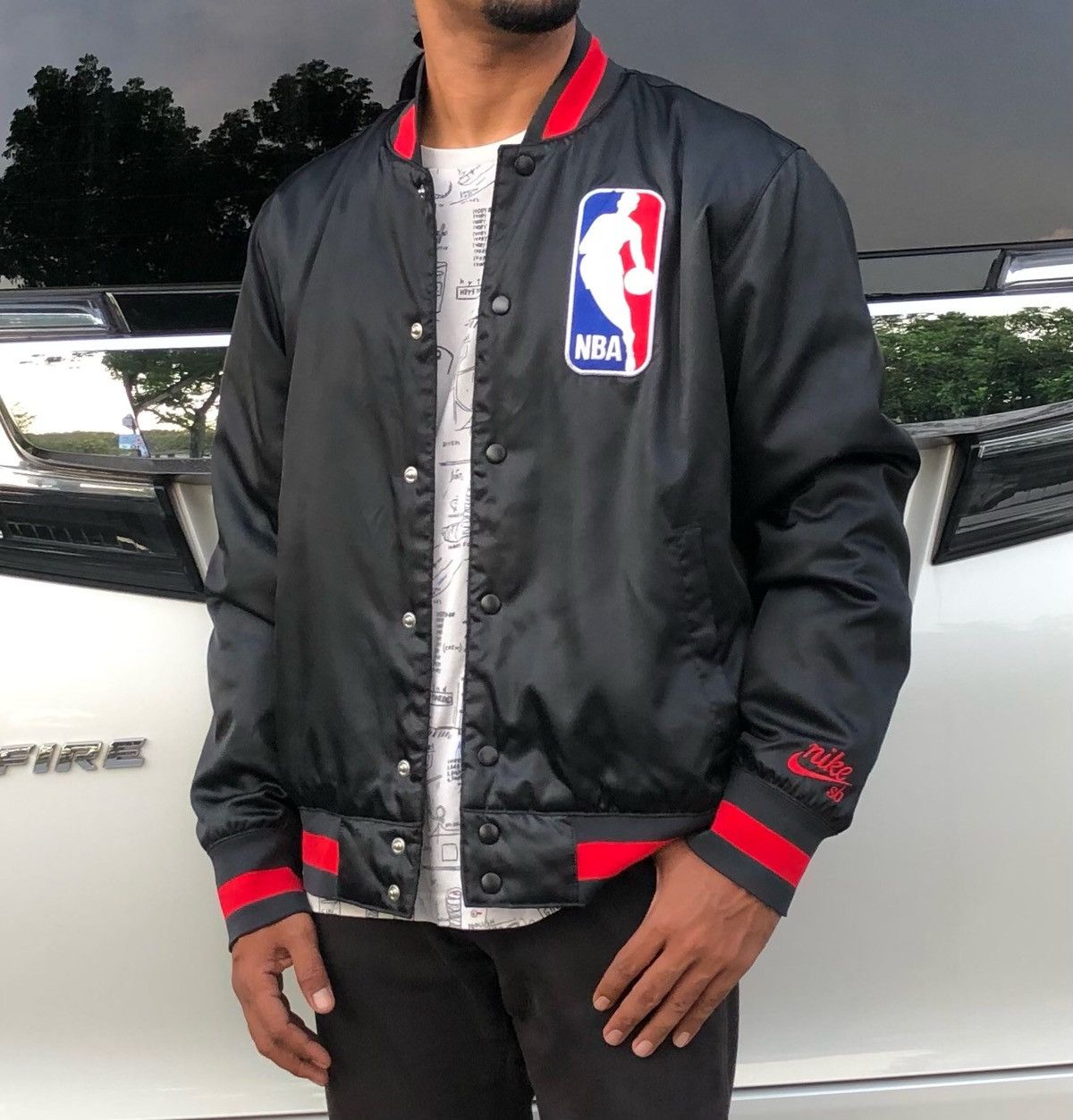 NIKE SB X NBA SATIN BOMBER JACKET