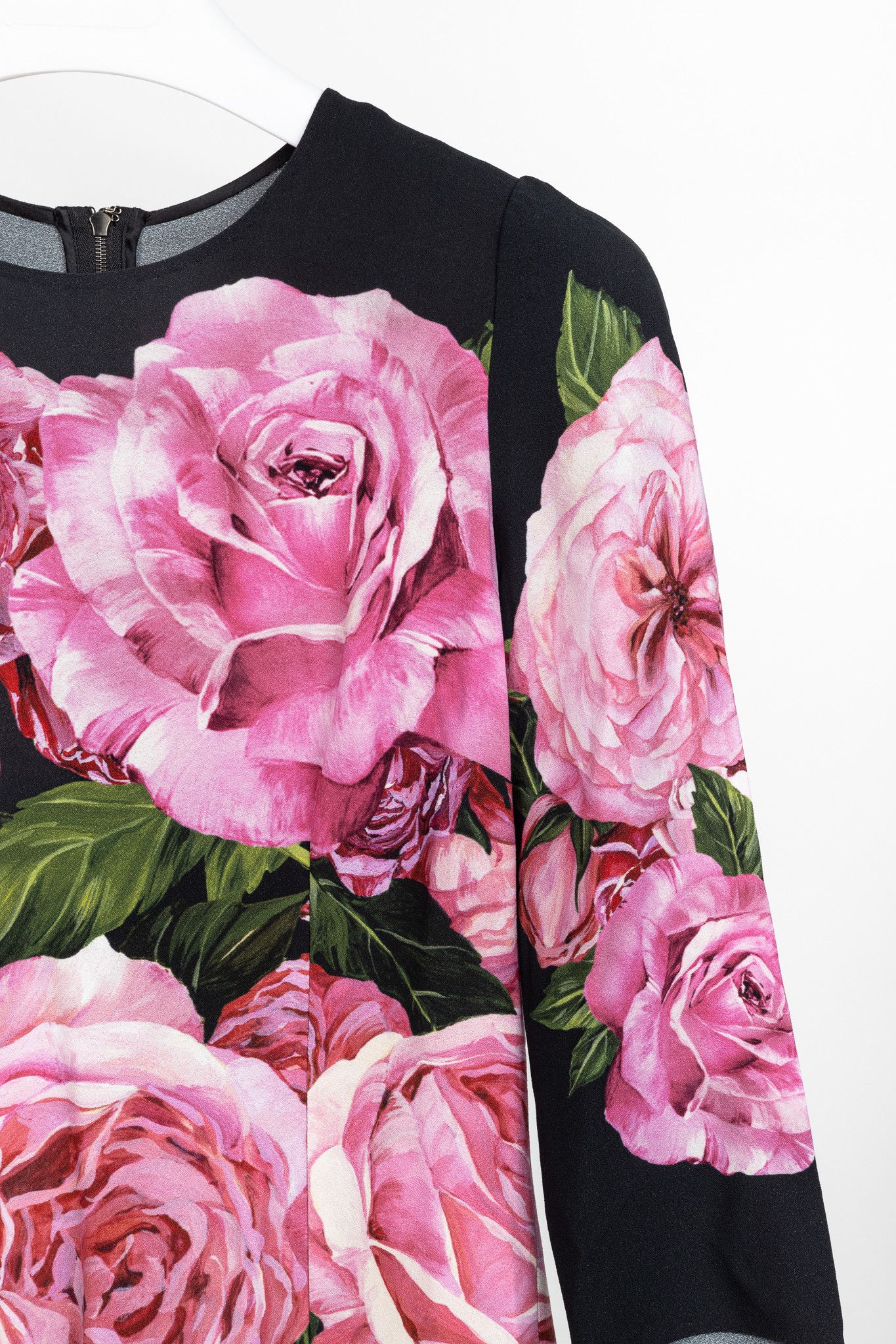 Dolce & Gabbana Dolce & Gabbana Nero Rose Floral Printed Crêpe Top Size S / US 4 / IT 40 - 4 Thumbnail