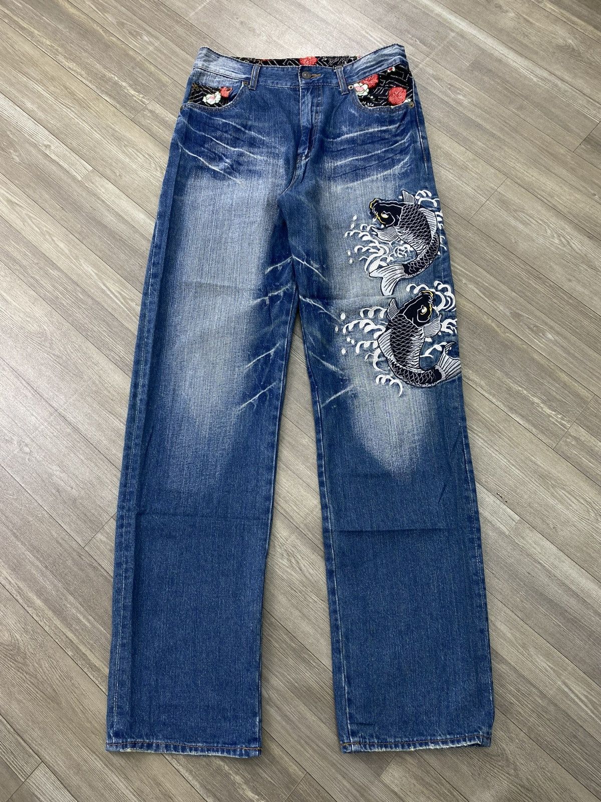 Karakuri Tamashii Dominate Karakuri Tamashii Koi Flowers Embroidery Jeans Y2K Size US 30 / EU 46 - 1 Thumbnail