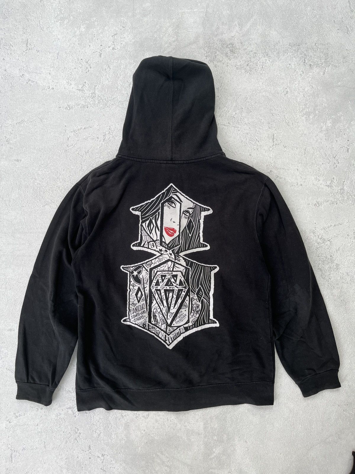 Y2K Famous x Rebel 8 Zip Hoodie iconic logo vintage