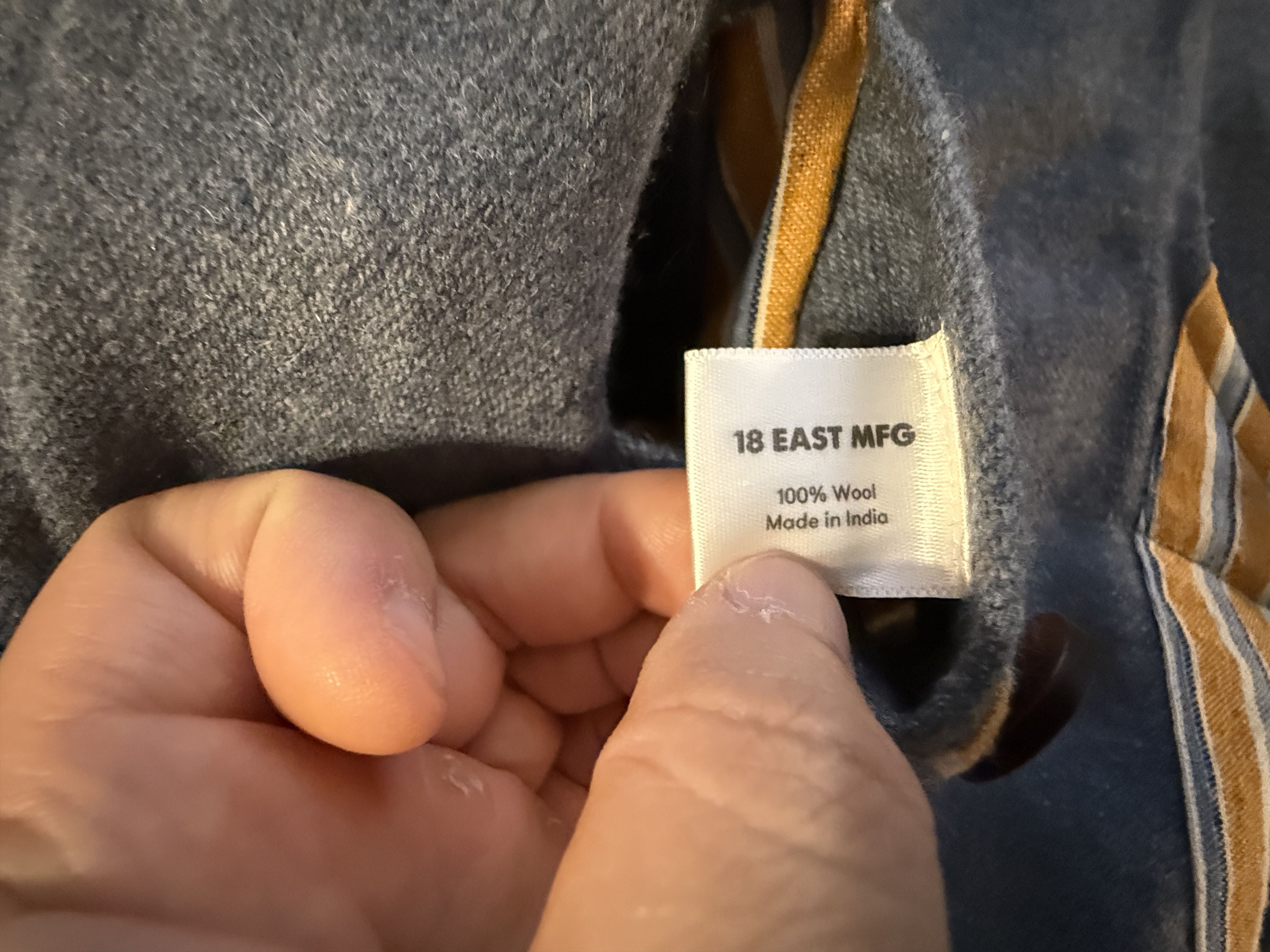 18 East 18 East Osman Jacket, Cadet Blue Handwoven Wool, L Size US XL / EU 56 / 4 - 7 Thumbnail