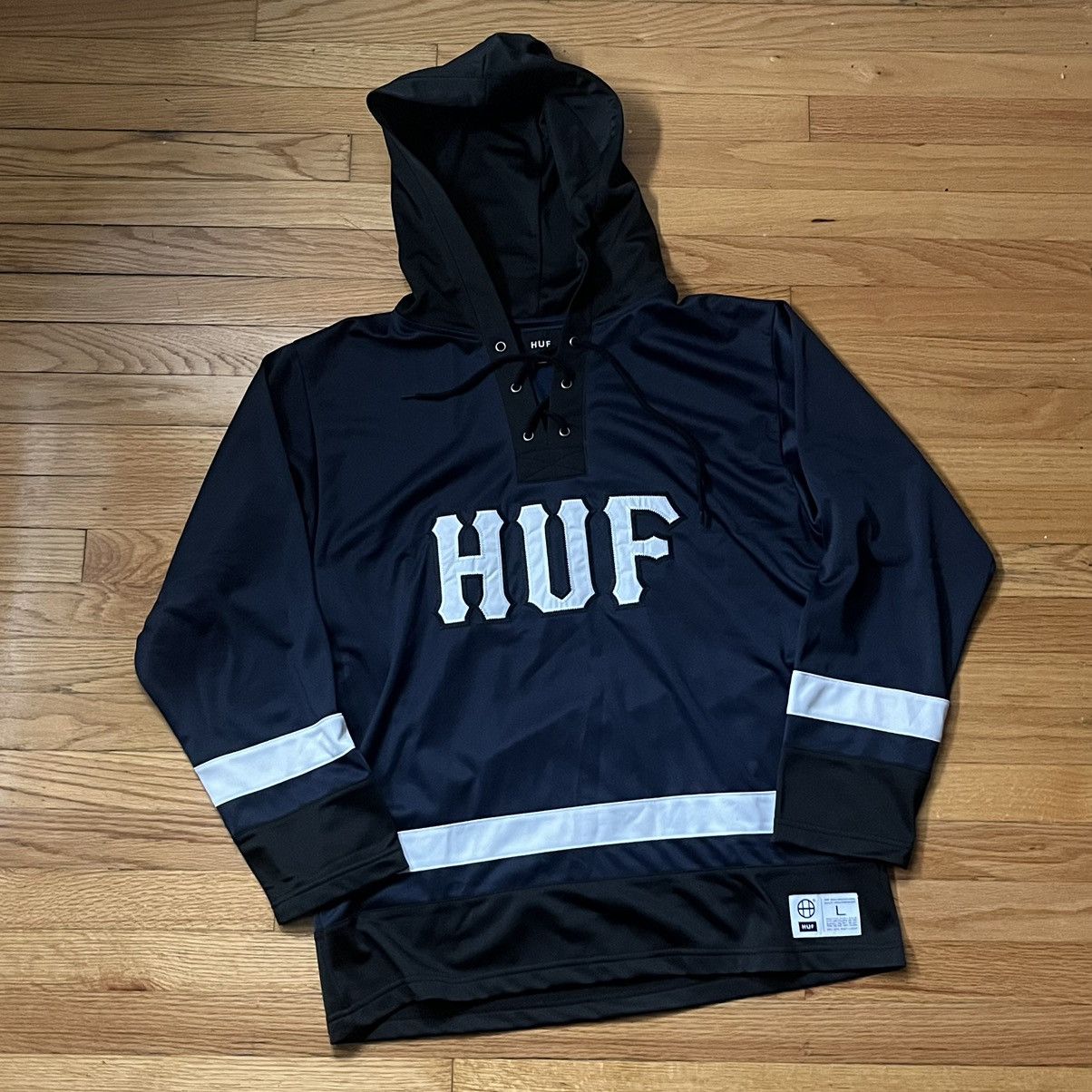 Huf HUF Hockey-Inspired Hoodie - Navy/Black - Size L Size US L / EU 52-54 / 3 - 3 Thumbnail