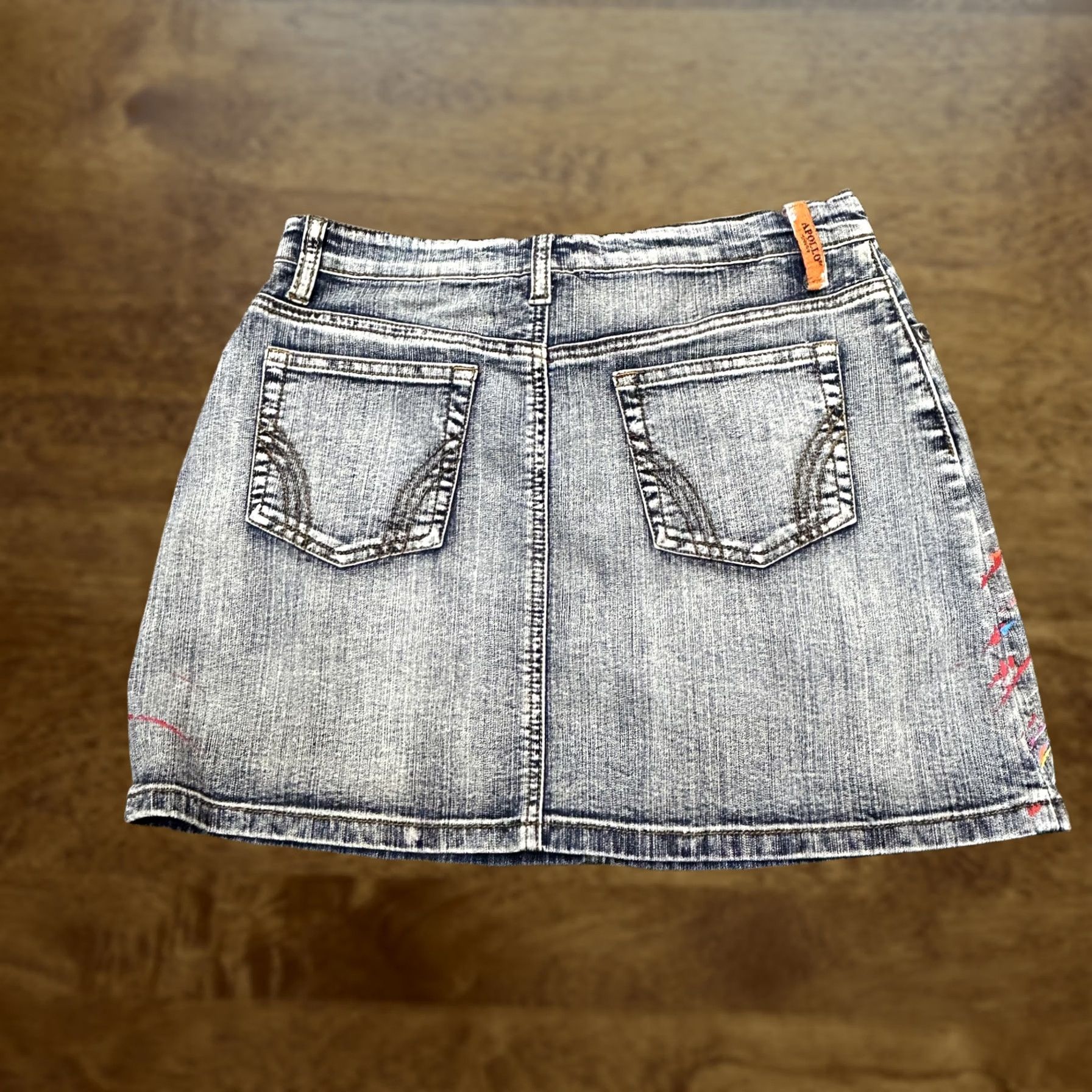 Denime Apollo Jeans Skirt Womens Medium Denim Mini Paint Splatter Studded Art Size 32" / US 10 / IT 46 - 1 Thumbnail