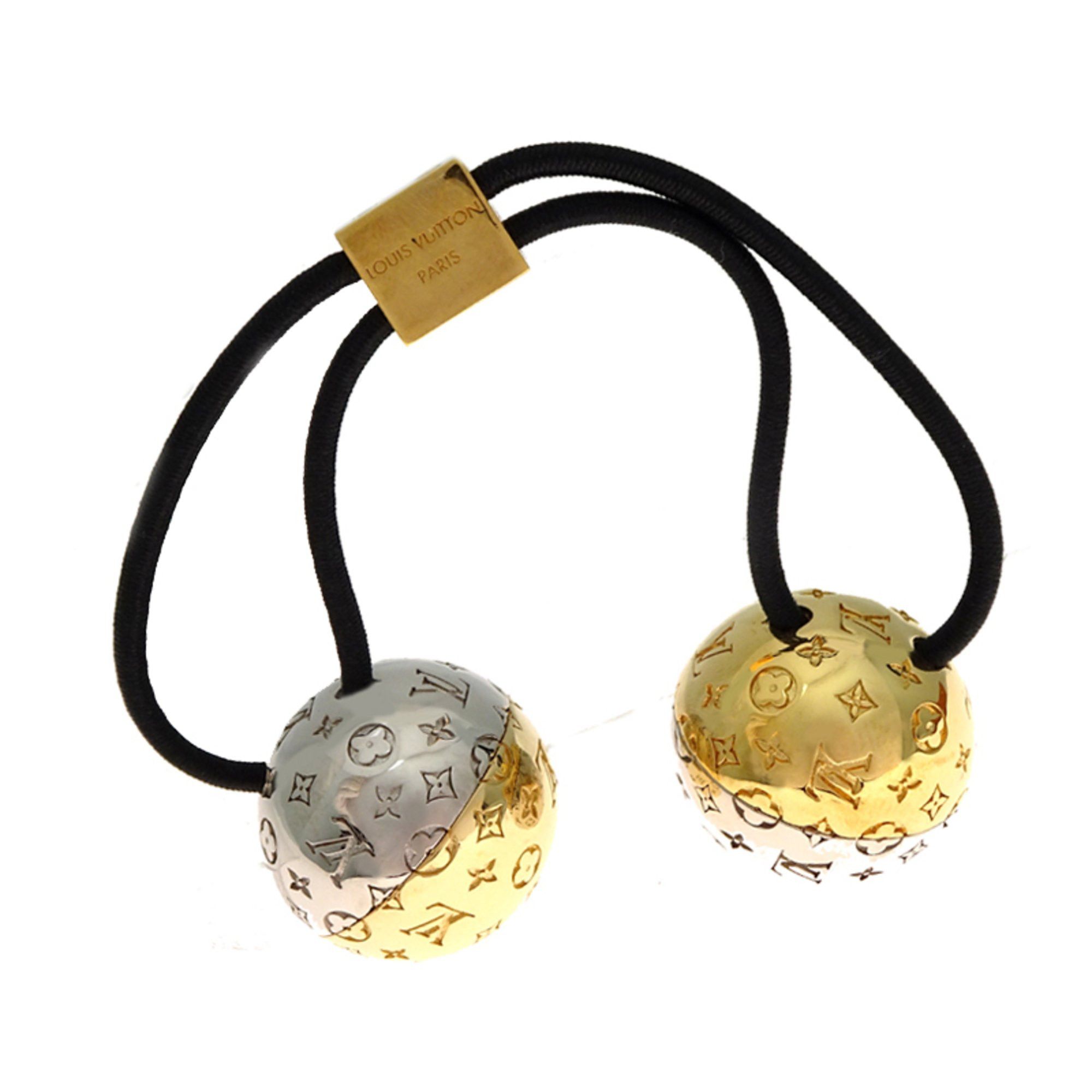 Louis Vuitton Louis Vuitton Nanogram Planet Scrunchie, Women's, M80266, Metal, Black Size ONE SIZE - 1 Thumbnail