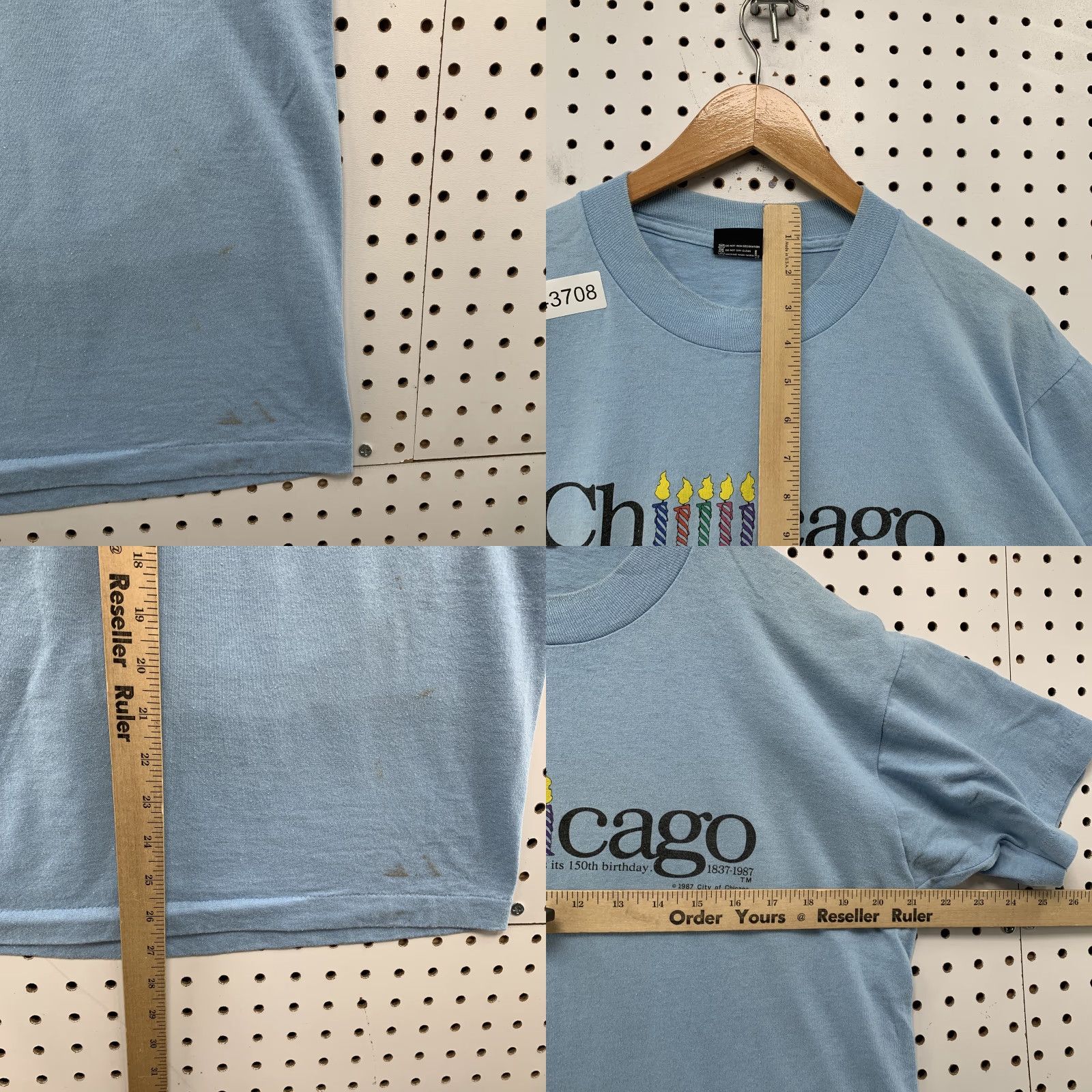 Vintage VINTAGE Chicago Shirt Mens Large Blue Single Stitch 150th Birthday Candles 1987 80s Theme Shirt Size US L / EU 52-54 / 3 - 8 Thumbnail