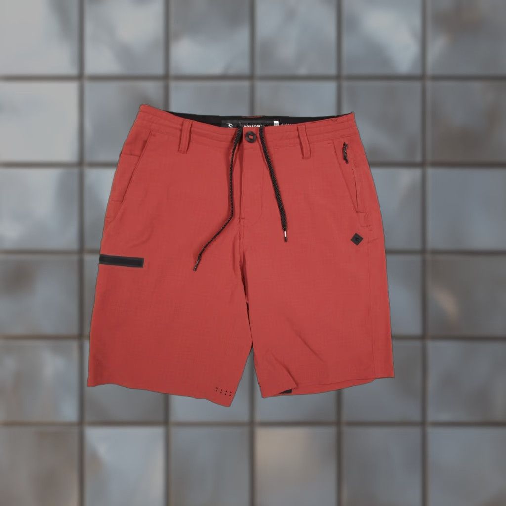 Rip Curl Rip Curl Boardwalks Shorts Mens 29 Red Cordura Quick Dry 9" Chino Global Entry Pocket Zip Drawstring Size US 29 - 1 Thumbnail