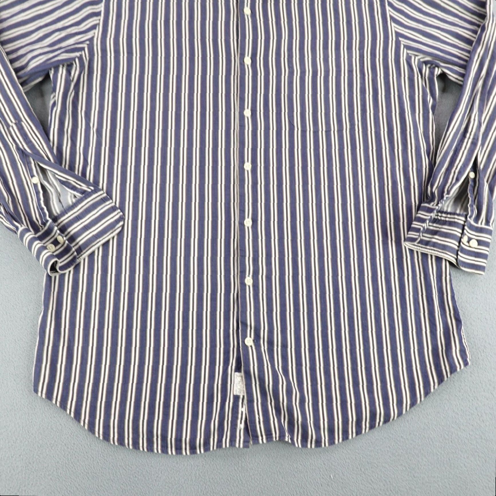 Peter Millar Peter Millar Shirt Mens Large Blue White Stripes Button Up Cotton Long Sleeve Size US L / EU 52-54 / 3 - 4 Thumbnail