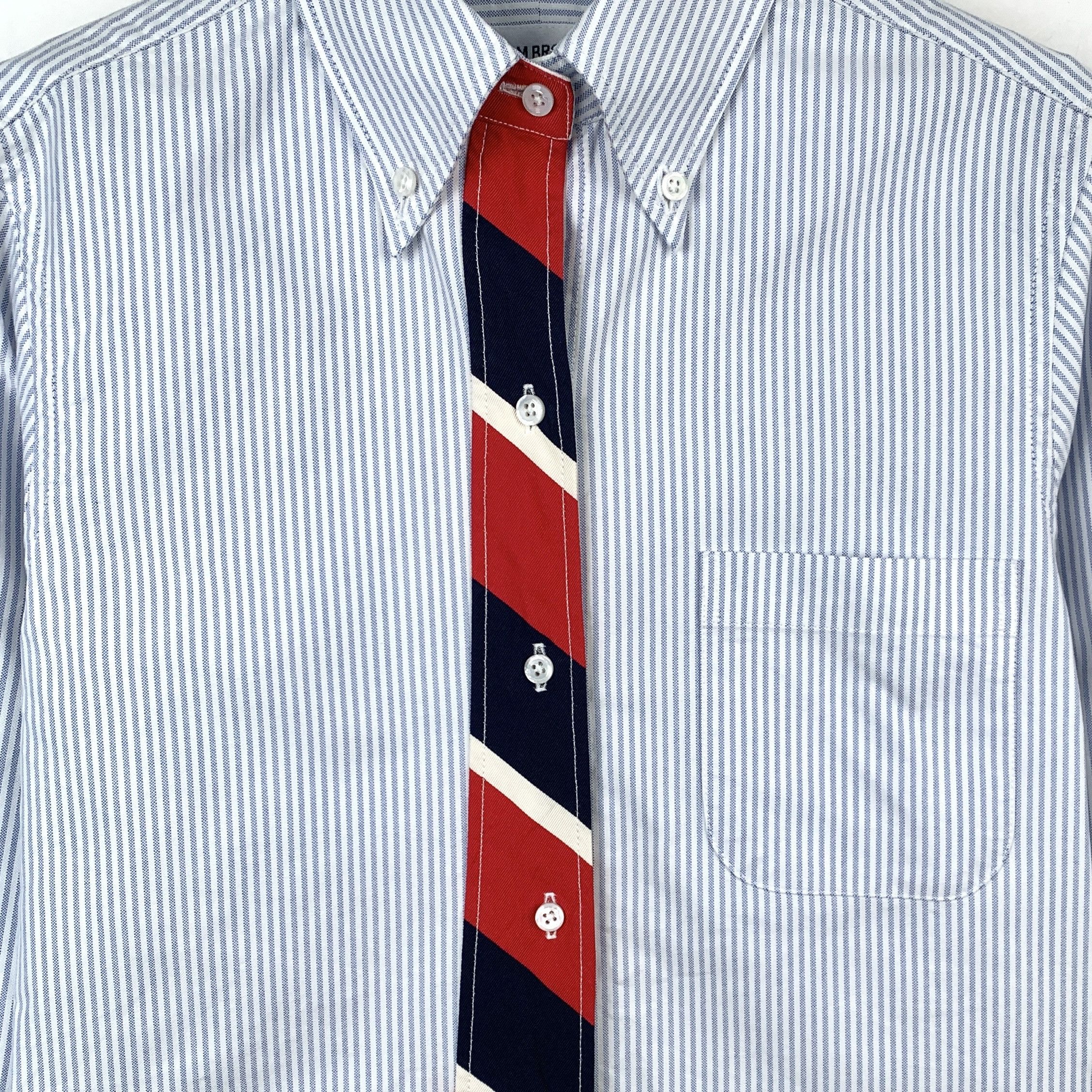 Thom Browne Thom Browne Blue and white striped tie shirt Size XS / US 0-2 / IT 36-38 - 3 Thumbnail