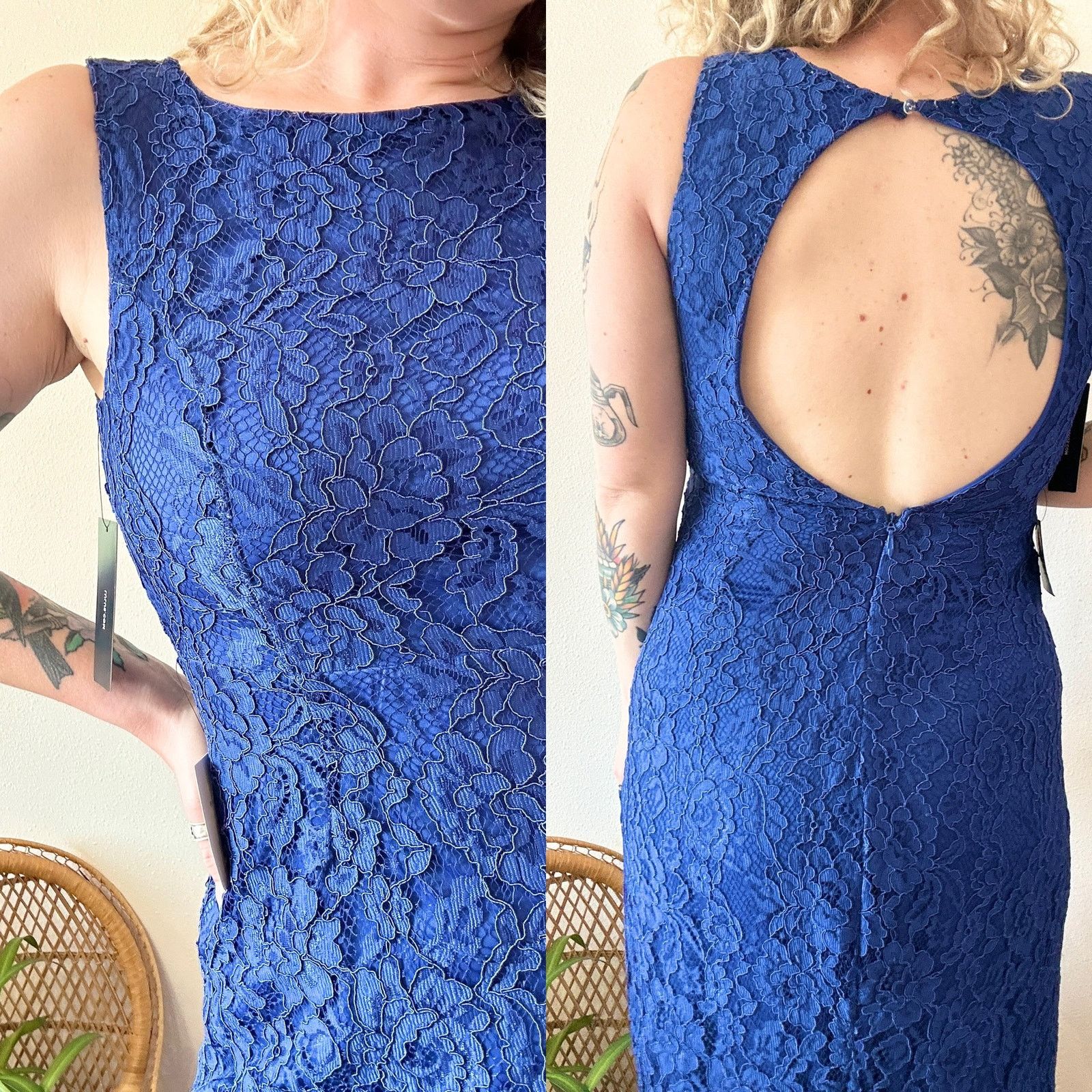 Other NWT Lulu’s Dark Blue Lace Keyhole Back Gown Size L / US 10 / IT 46 - 3 Thumbnail