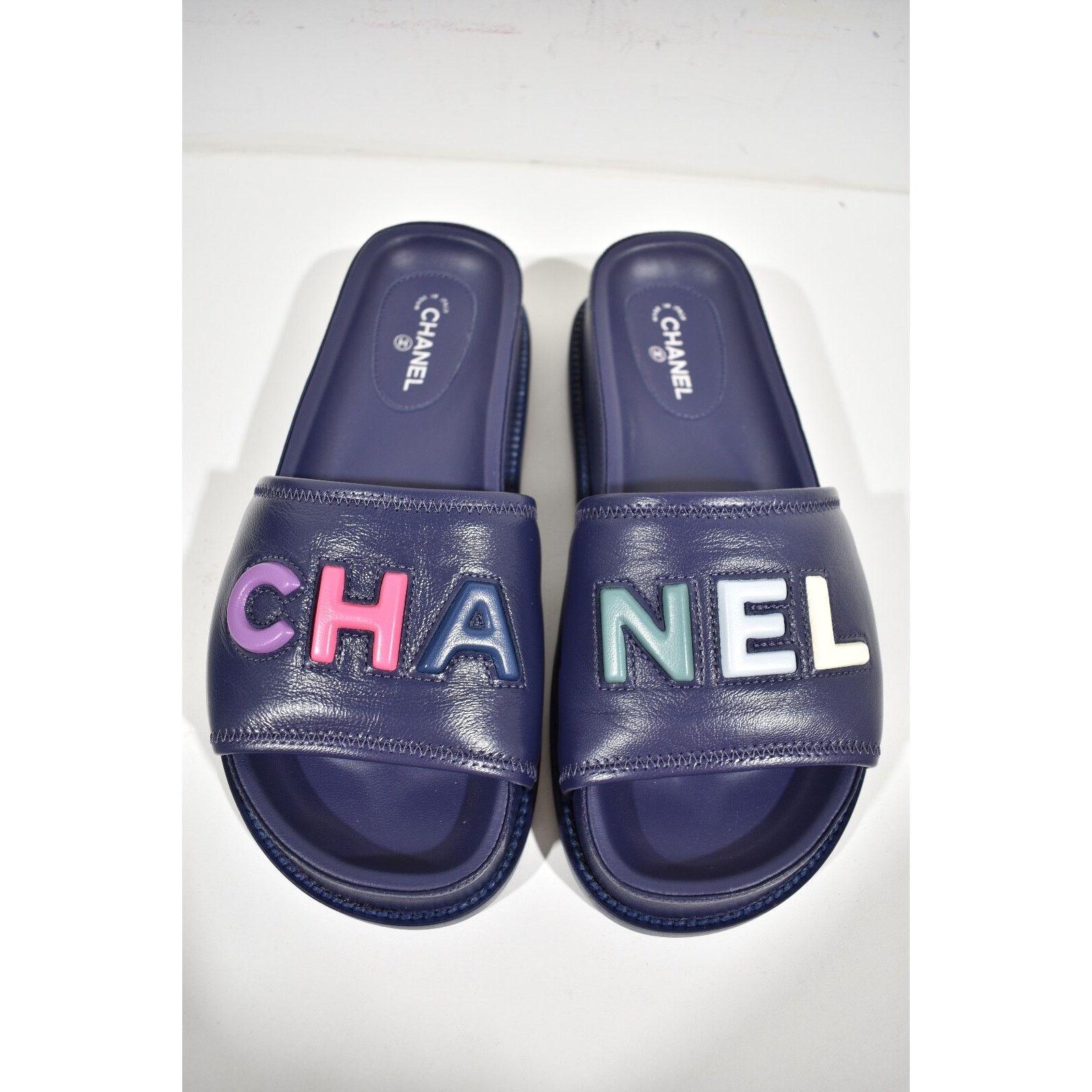 Chanel Chanel 22S Navy Blue Lambskin Multicolor CHANEL Letter Size US 7 / IT 37 - 8 Thumbnail