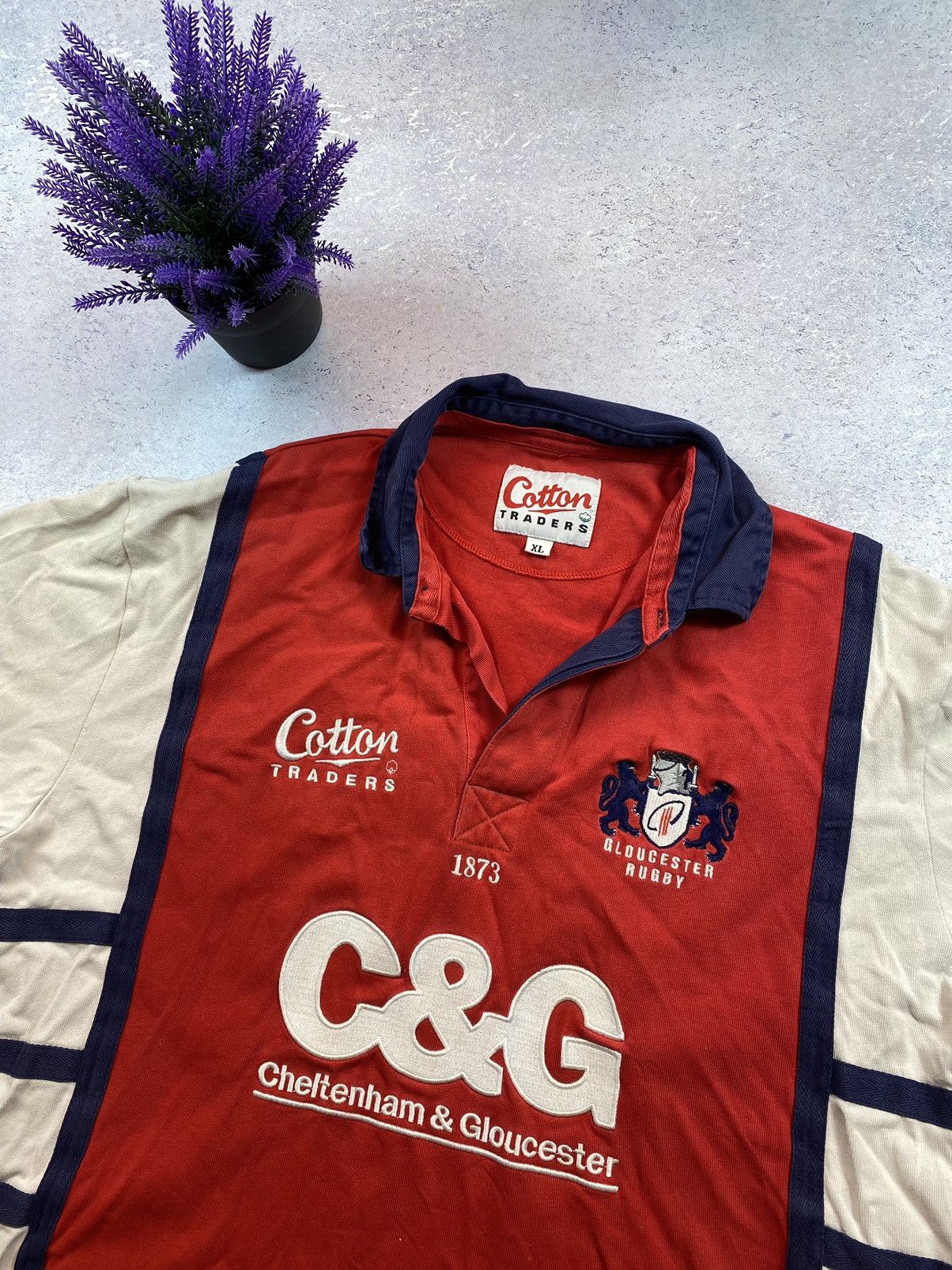 Vintage Gloucester Rugby Union Shirt Cotton Traders Vintage England Size US XL / EU 56 / 4 - 3 Thumbnail