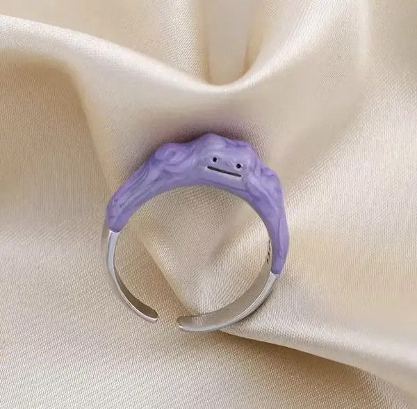 Jewelry × Ring Of Fire Purple Ditto Ring Silver Anime Pokemon Art Evolve Blob Size ONE SIZE - 4 Thumbnail