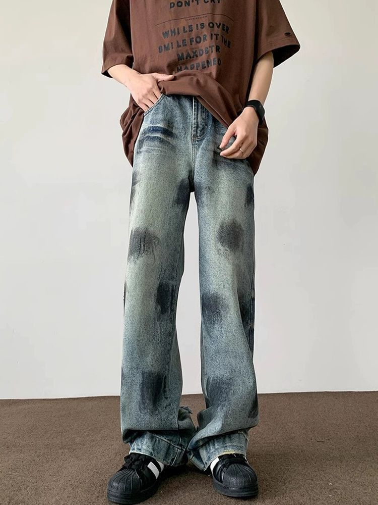 Japanese Brand Men's American Retro Dirty Tie-Dye Ripped Jeans Size US 32 / EU 48 - 1 Thumbnail