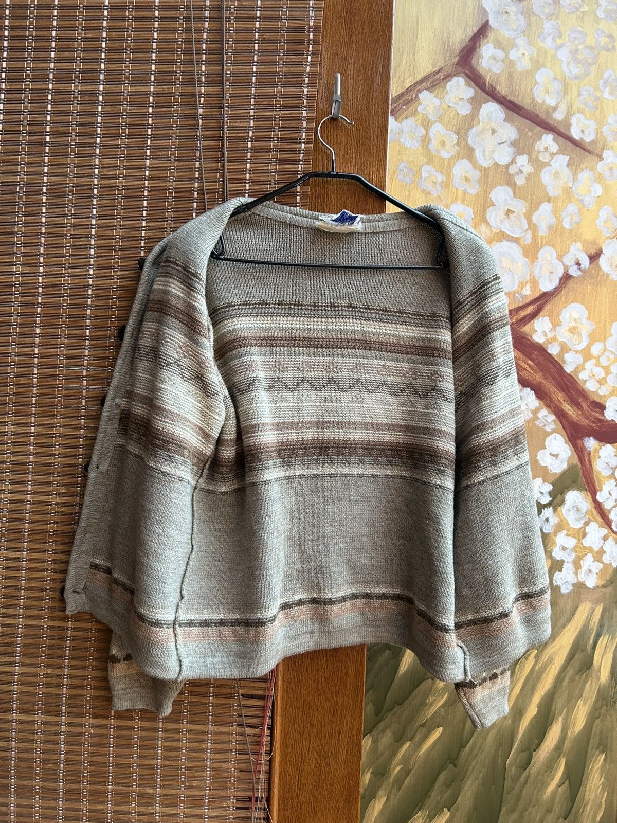 Handmade × Vintage Vintage 60s Caldwell Patterned Wool Knitted Sweater Cardigan Size US XL / EU 56 / 4 - 6 Thumbnail