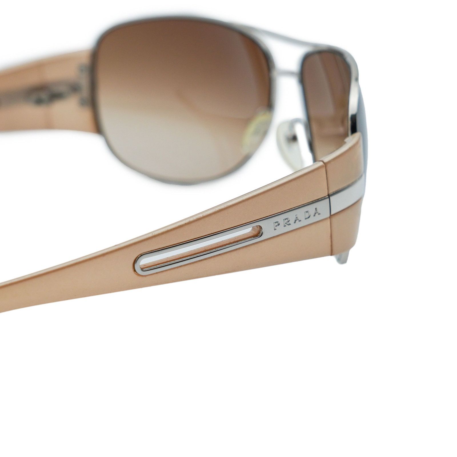 Prada Prada SPR 69H Silver Gradient Aviator Logo Y2K Sunglasses Size ONE SIZE - 6 Thumbnail