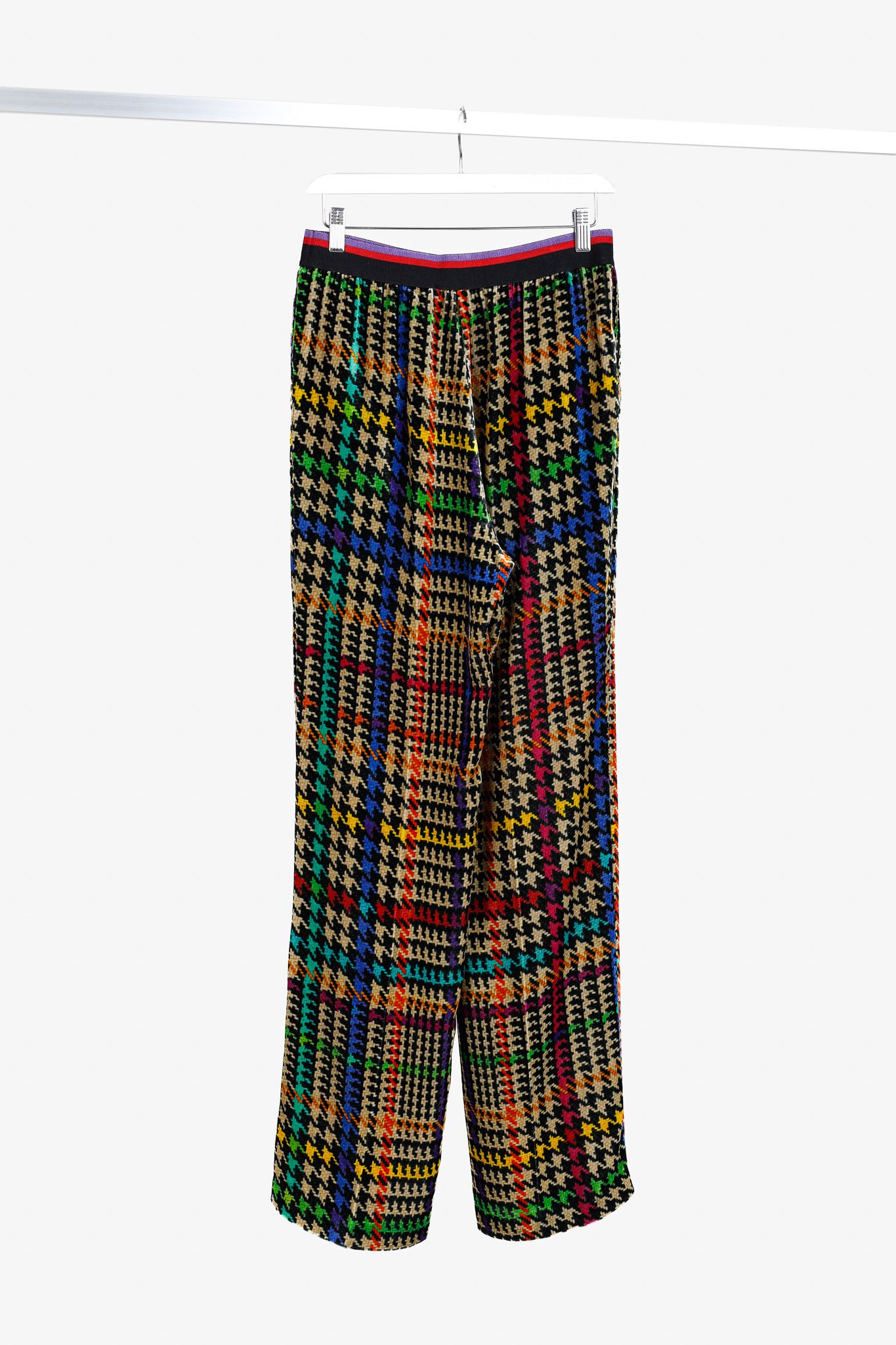 Etro Etro Beige & Black Multicoloured Houndstooth Velvet Pants Size 28" / US 6 / IT 42 - 2 Thumbnail