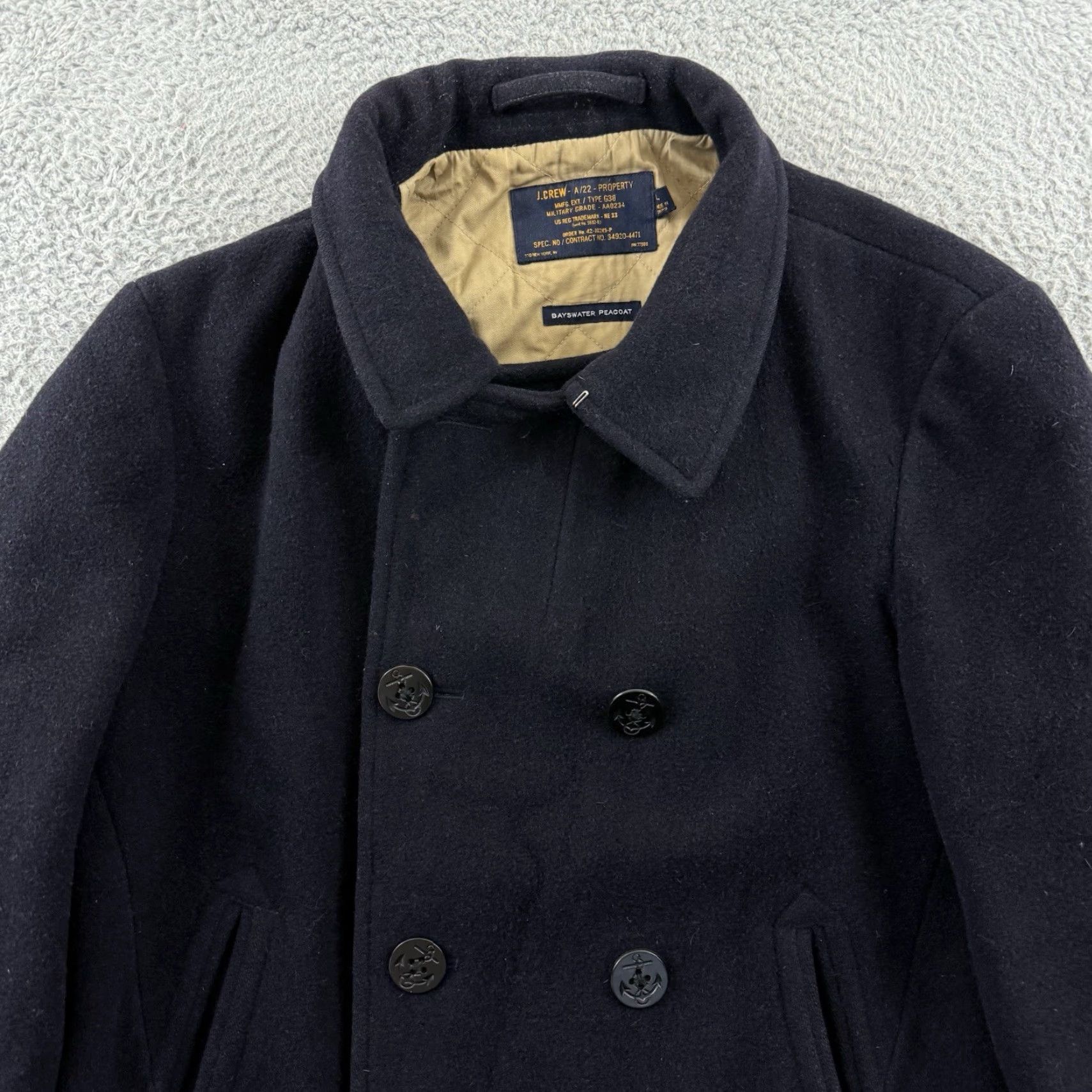 J.Crew J.Crew Bayswater Peacoat Mens Large Stadium Cloth Wool Thinsulate Military Coat Jacket/Coat Size US L / EU 52-54 / 3 - 3 Thumbnail