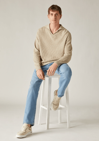 image of Loro Piana O1Srvl11E0424 Polo Buttonless Knitwear In Beige, Men's (Size Medium)