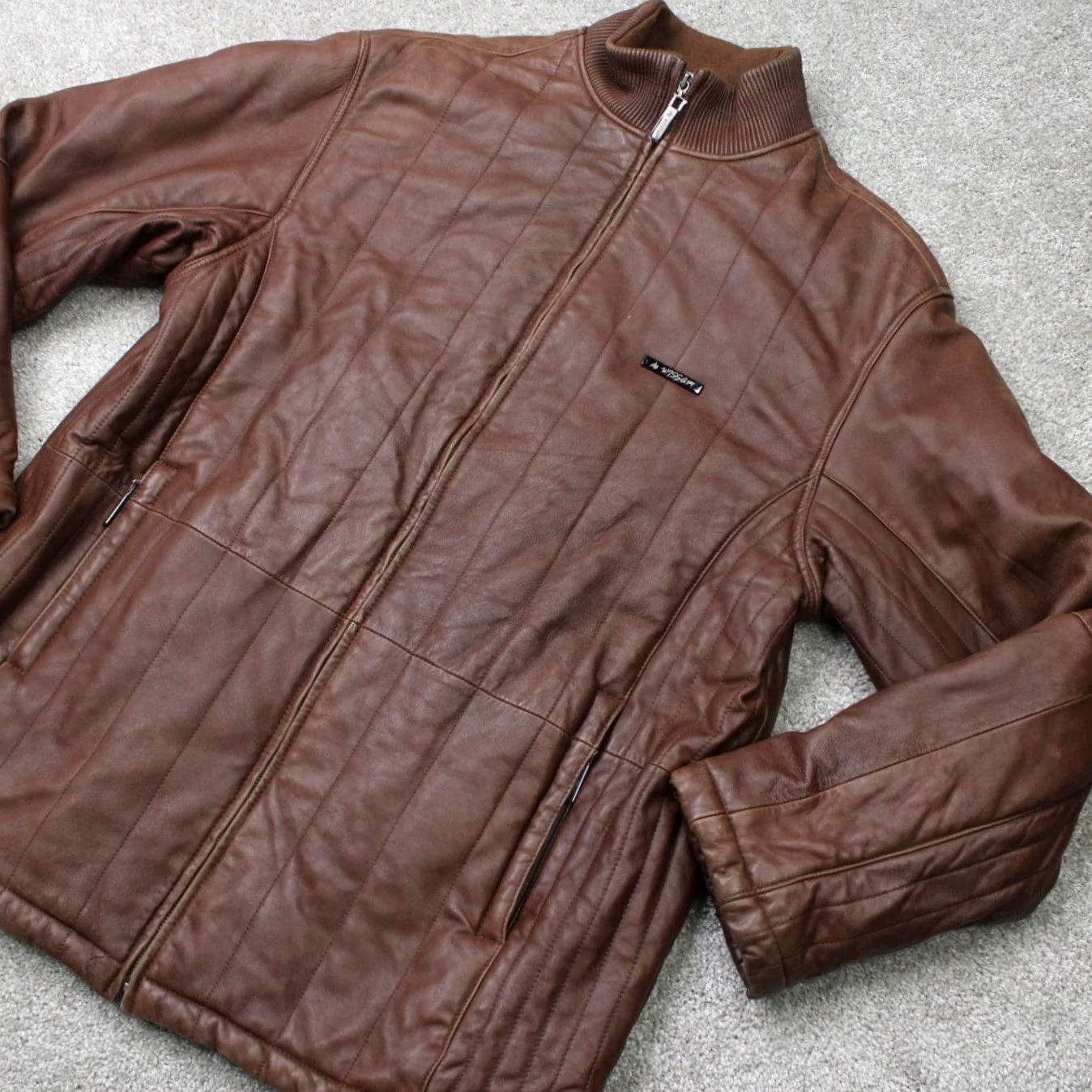 Vintage Al Wissam Leather Jacket Mens 50 Brown Full Zip Lined Pockets Coat Jacket Size US M / EU 48-50 / 2 - 3 Thumbnail