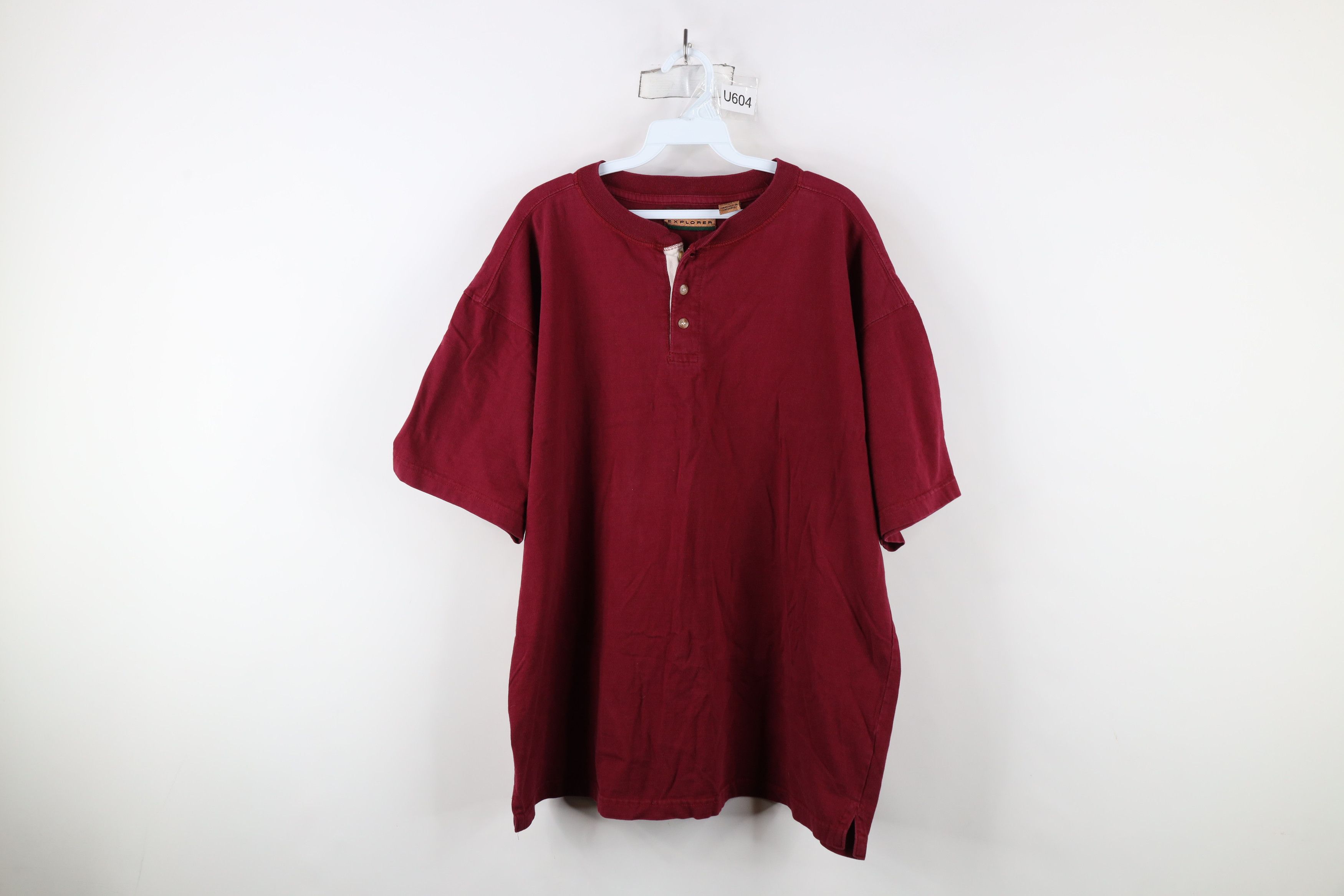 Vintage Vintage 90s Streetwear Short Sleeve Henley T-Shirt Cotton Size US XL / EU 56 / 4 - 1 Thumbnail