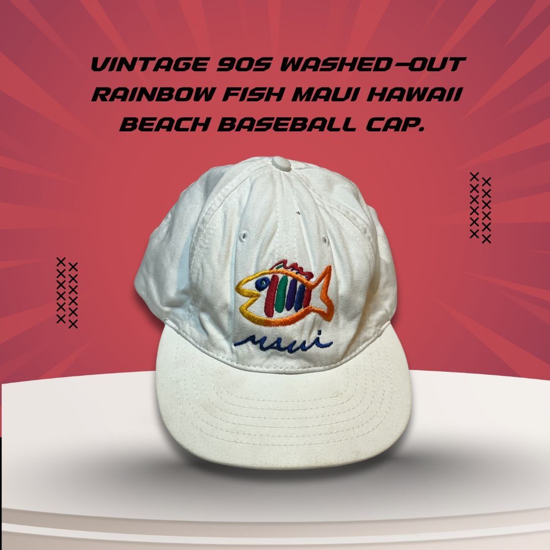 Other Vintage 90s Washed-Out Rainbow Fish Maui Hawaii Embroidered Size ONE SIZE - 1 Thumbnail