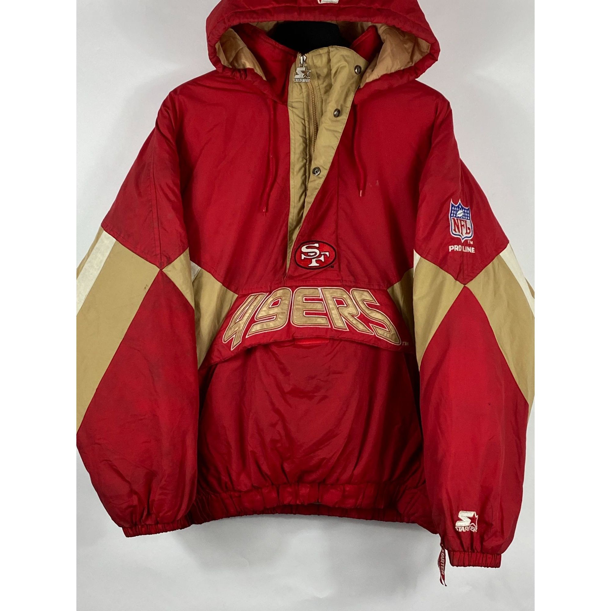 image of Vntg Pro Line Starter San Fransisco 49Ers Nfl 1/2 Zip Insula in Red, Men's (Size XL)