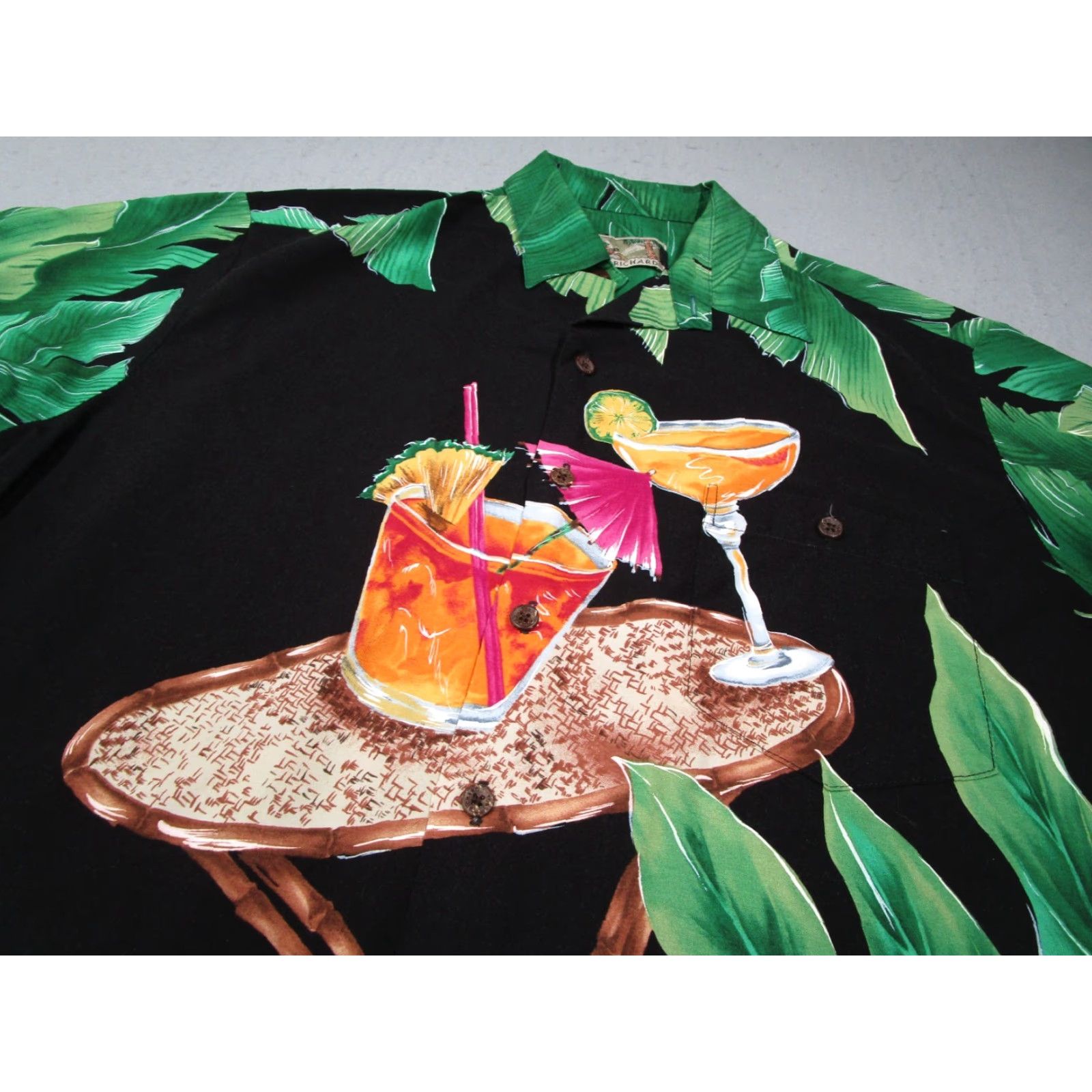 Tori Richard VINTAGE Tori Richard Hawaiian Shirt Mens Large Black Floral Button Up Tiki Cocktails Retro Size US L / EU 52-54 / 3 - 2 Thumbnail