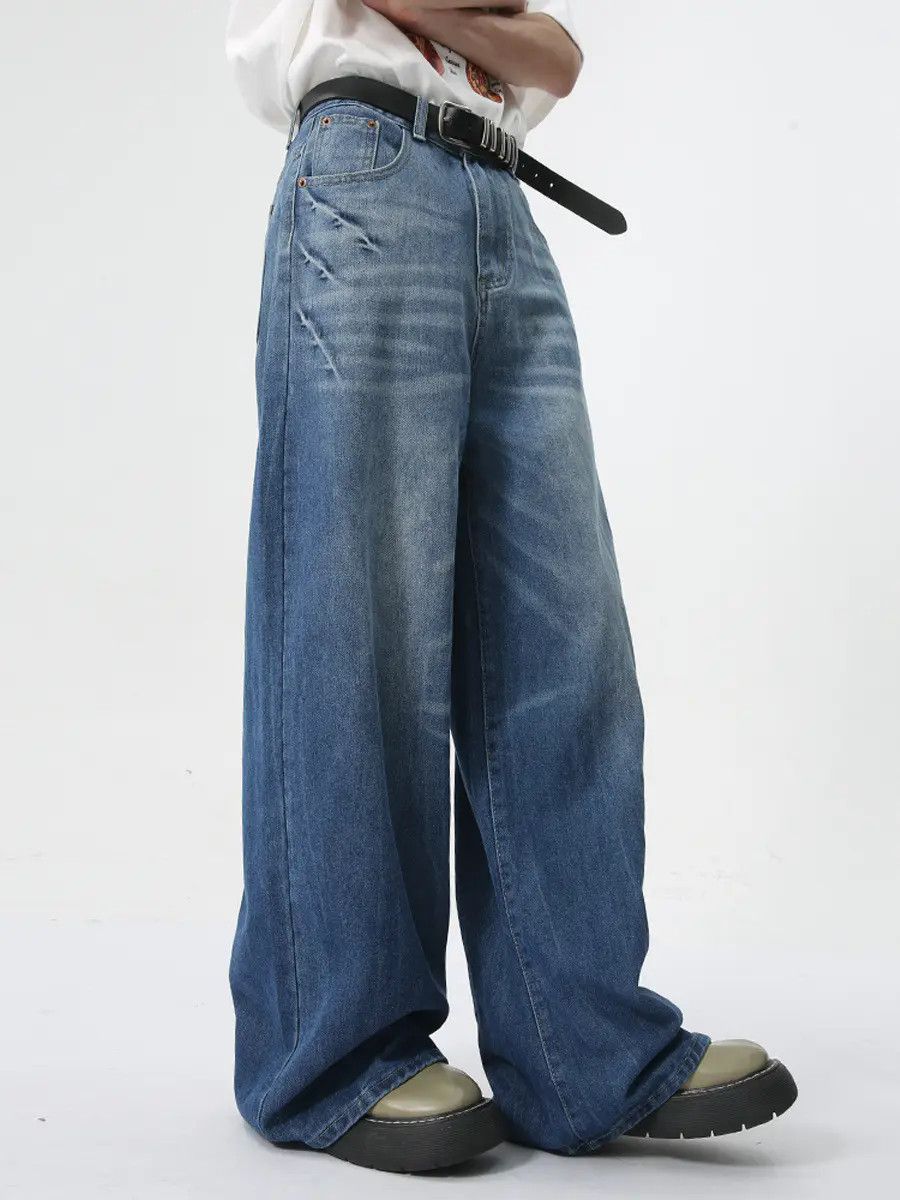 Japanese Brand Loose straight leg lightning jeans Size US 32 / EU 48 - 3 Thumbnail