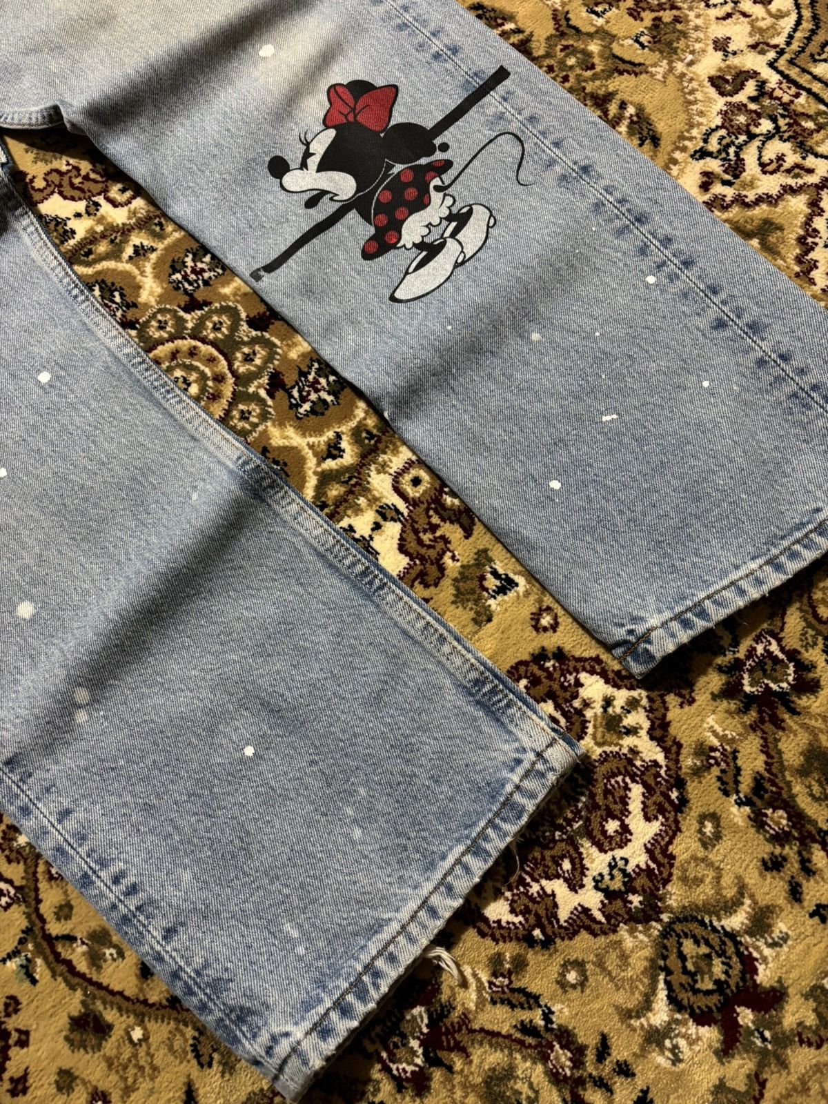 Levi's Vtg 90s Levis 501 Japan Custom Mickey Mouse Splatter Jeans Size US 34 / EU 50 - 3 Thumbnail
