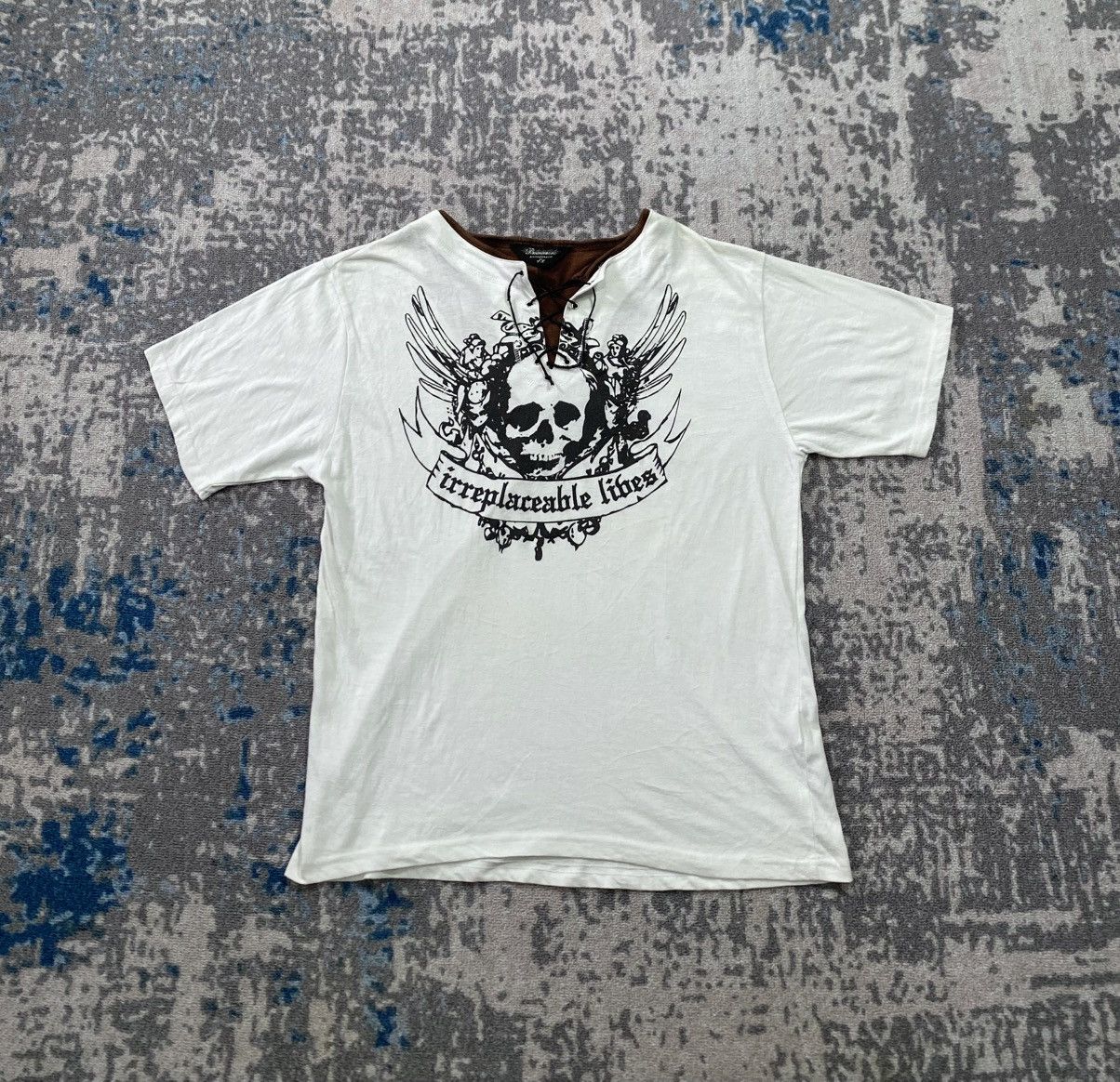 If Six Was Nine Beaumere Skull Lace Up Tee Size US XL / EU 56 / 4 - 1 Thumbnail